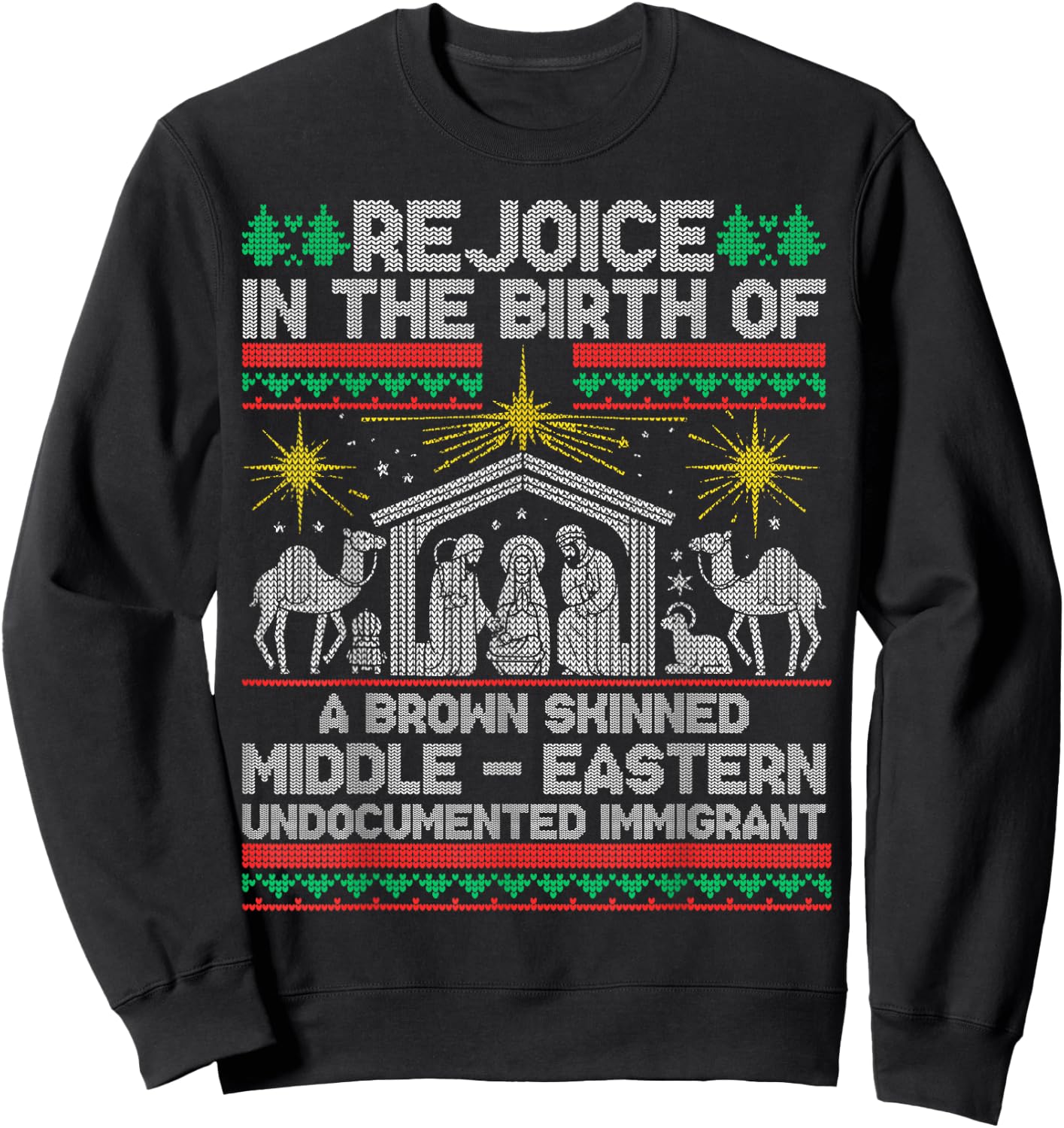Rejoice In The Birth Of A Brown Skinned Middle Eastern Jesus Sweatshirt - Sweatshirt | Black