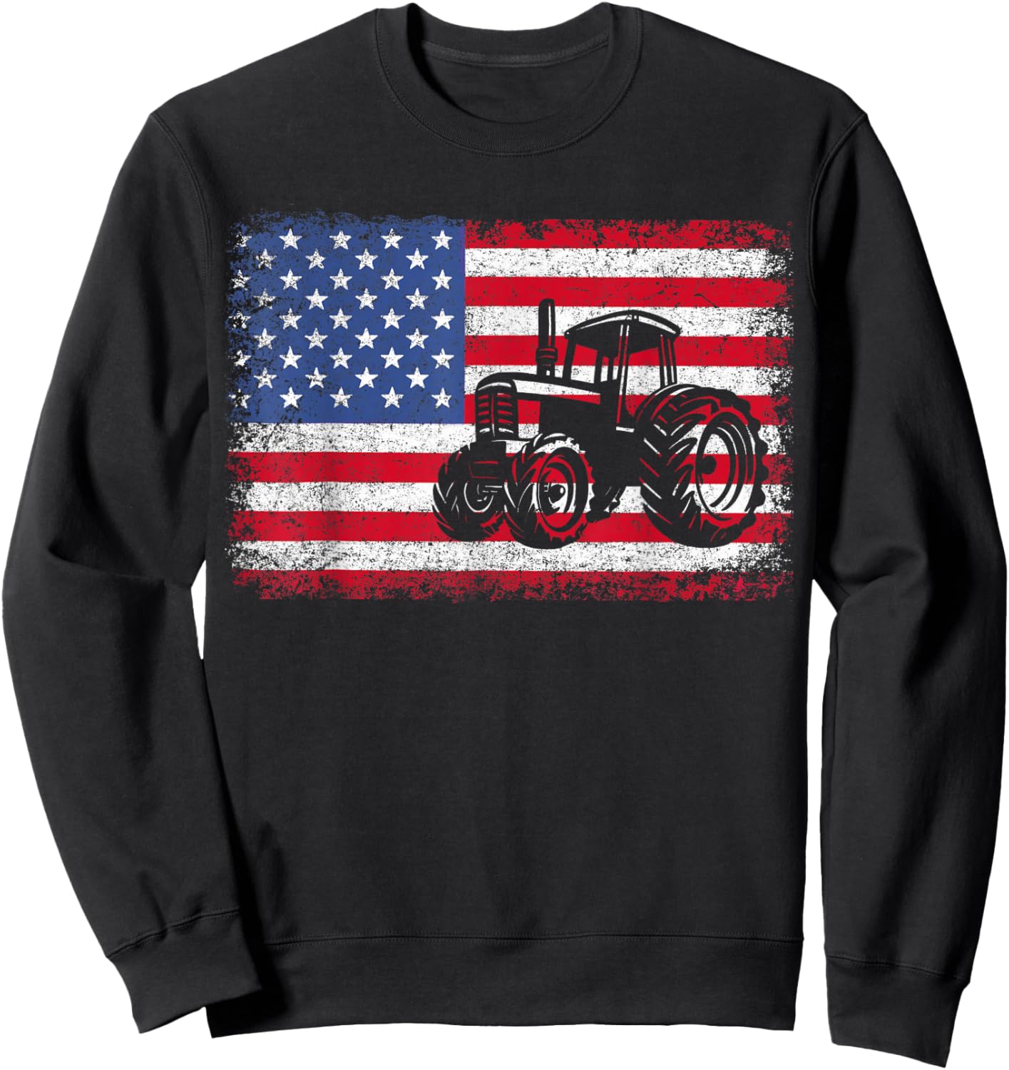 Farm Tractors USA Flag Patriotic Farming Gift Men Women Boys Sweatshirt - Sweatshirt | Black