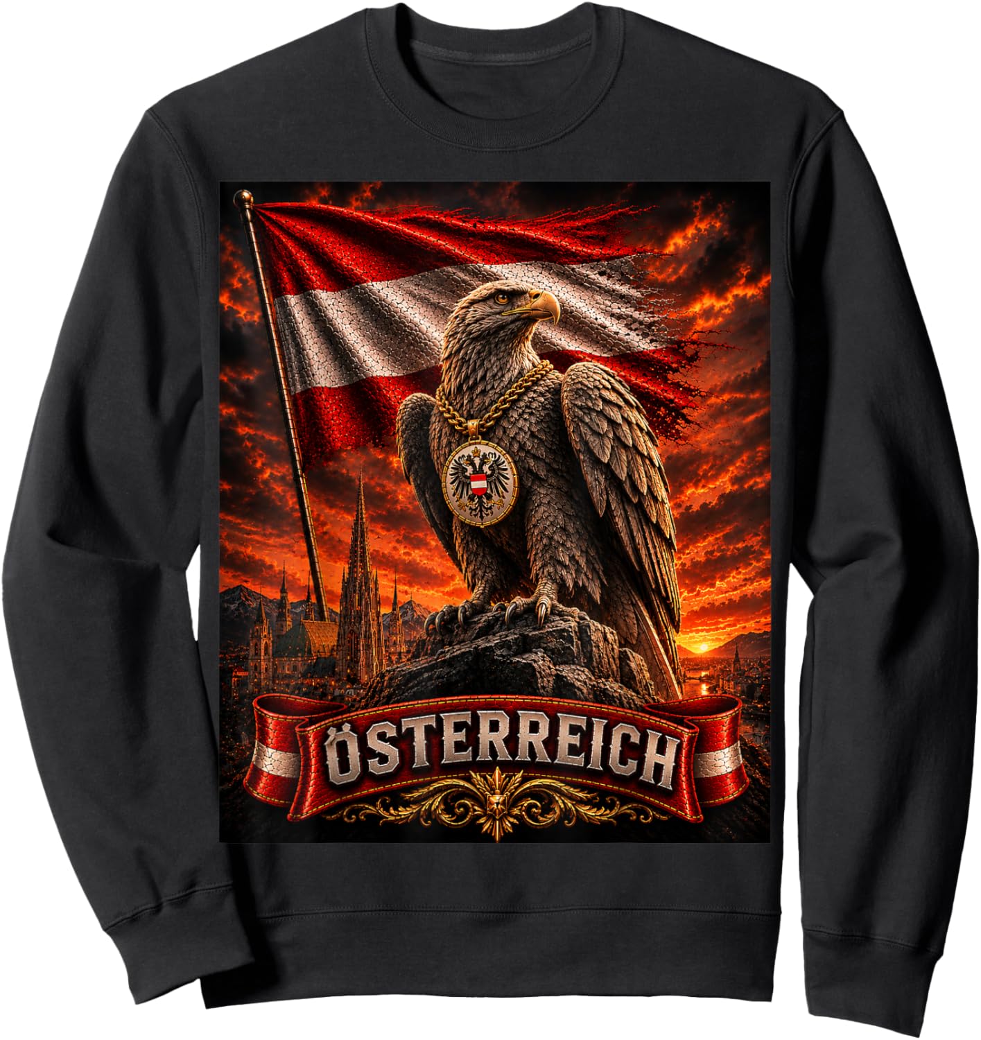 Österreich Shirt Herren & Damen Trikot Austria Adler Sweatshirt - Sweatshirt | Black
