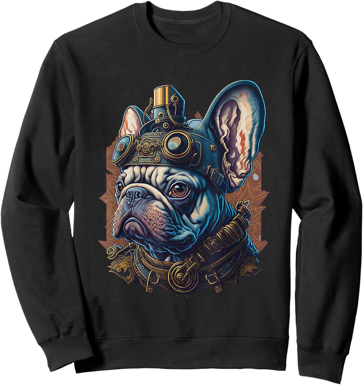 French Bulldog Dogs Steampunk Vintage Machines Sweatshirt - Sweatshirt | Black