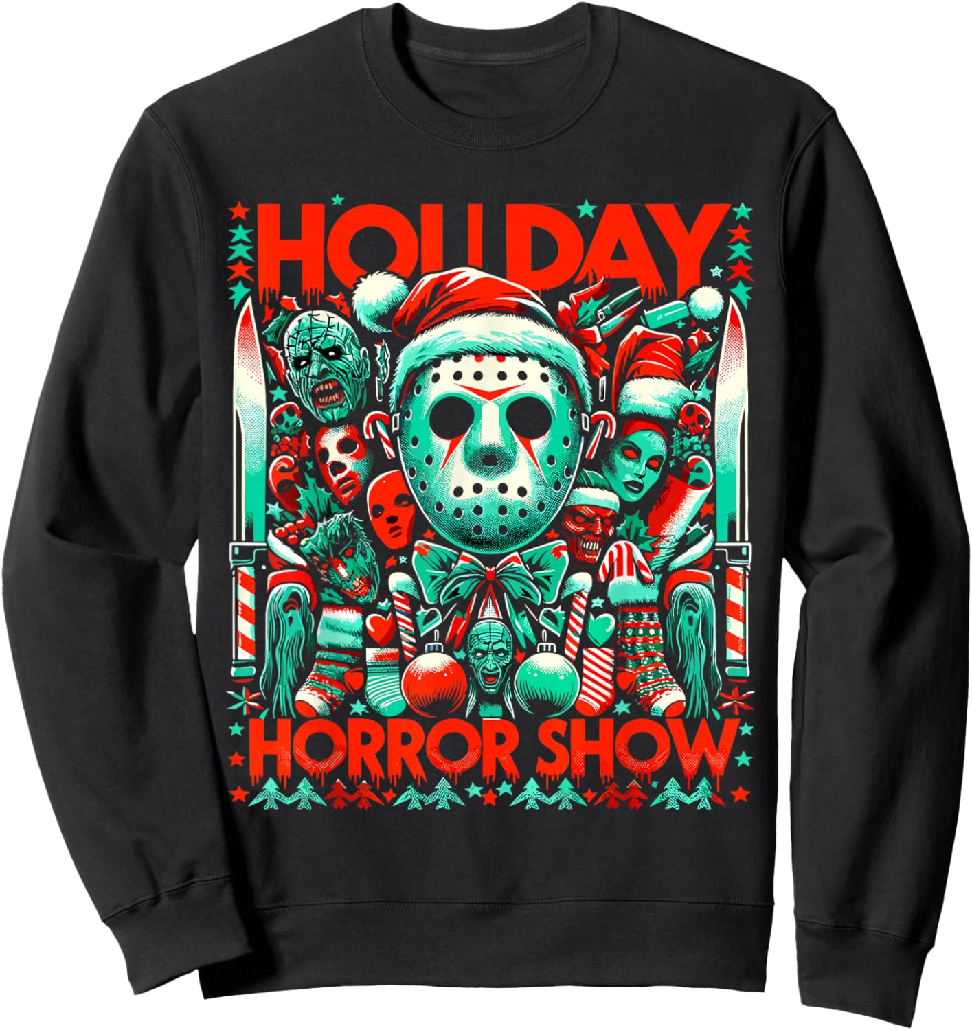 Holiday Horror Show - Slasher and Christmas Fusion Sweatshirt - Sweatshirt | Black