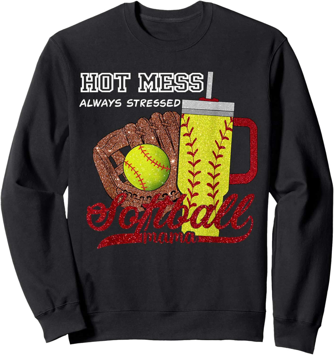 Softball Mom Game Day Vibes Mothers Day Women Softball Mama Sweatshirt - Sweatshirt | Black