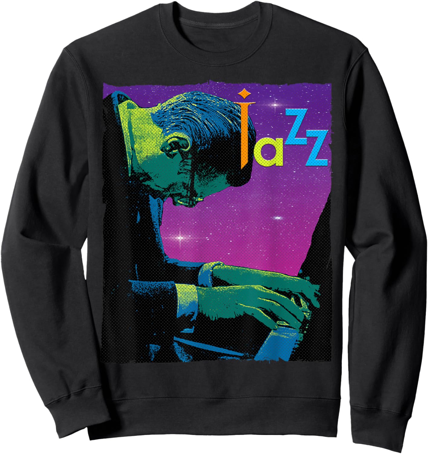 Vintage Jazz Musician Piano Playing Smooth Jazz Gift Sweatshirt - Sweatshirt | Black