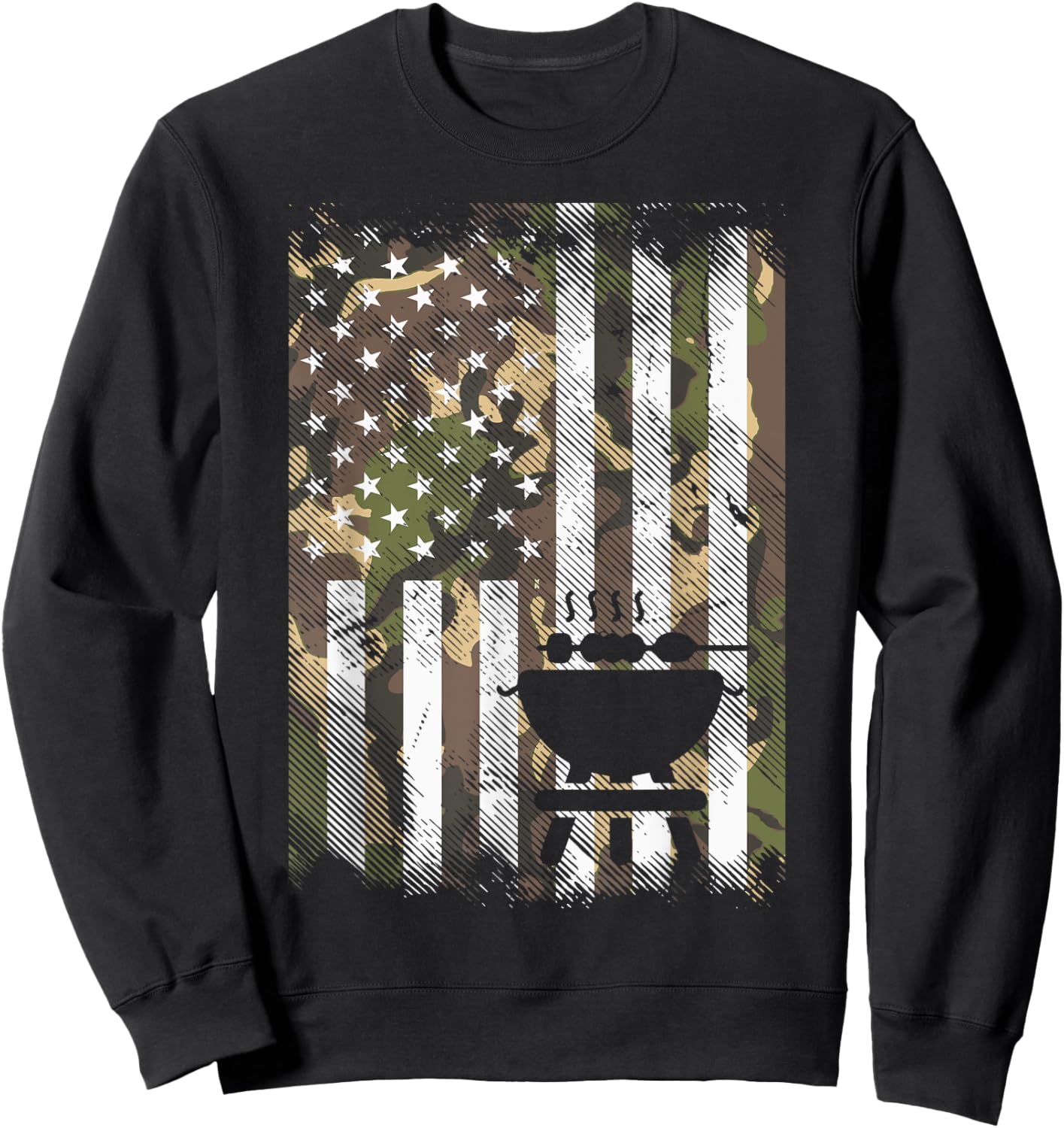 Bbq Grill America Flag Camo Barbecue 4th July Women Men Kids Sweatshirt - Sweatshirt | Black