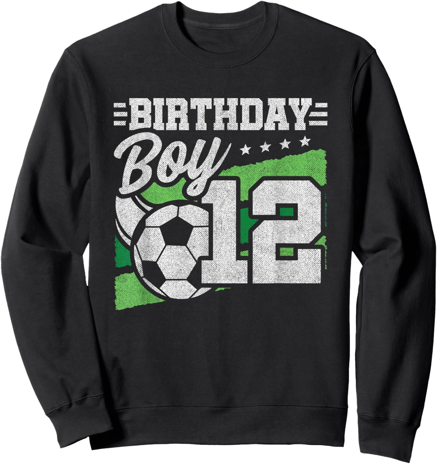 12 Year Old Soccer Birthday - Boys 12th Birthday Soccer Sweatshirt - Sweatshirt | Black