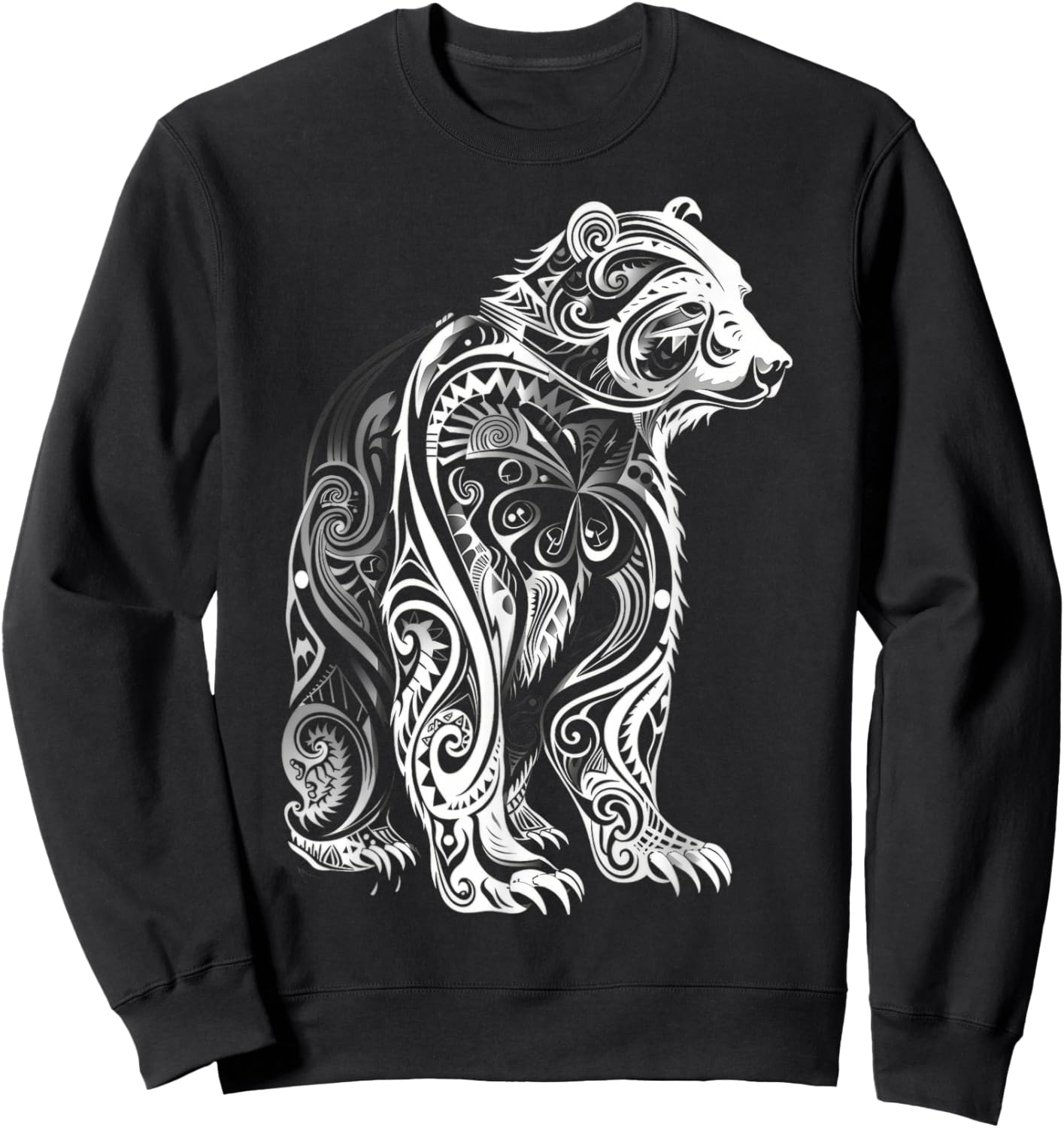 Bear Tribal Vintage Retro Graphic Sweatshirt - Sweatshirt | Black