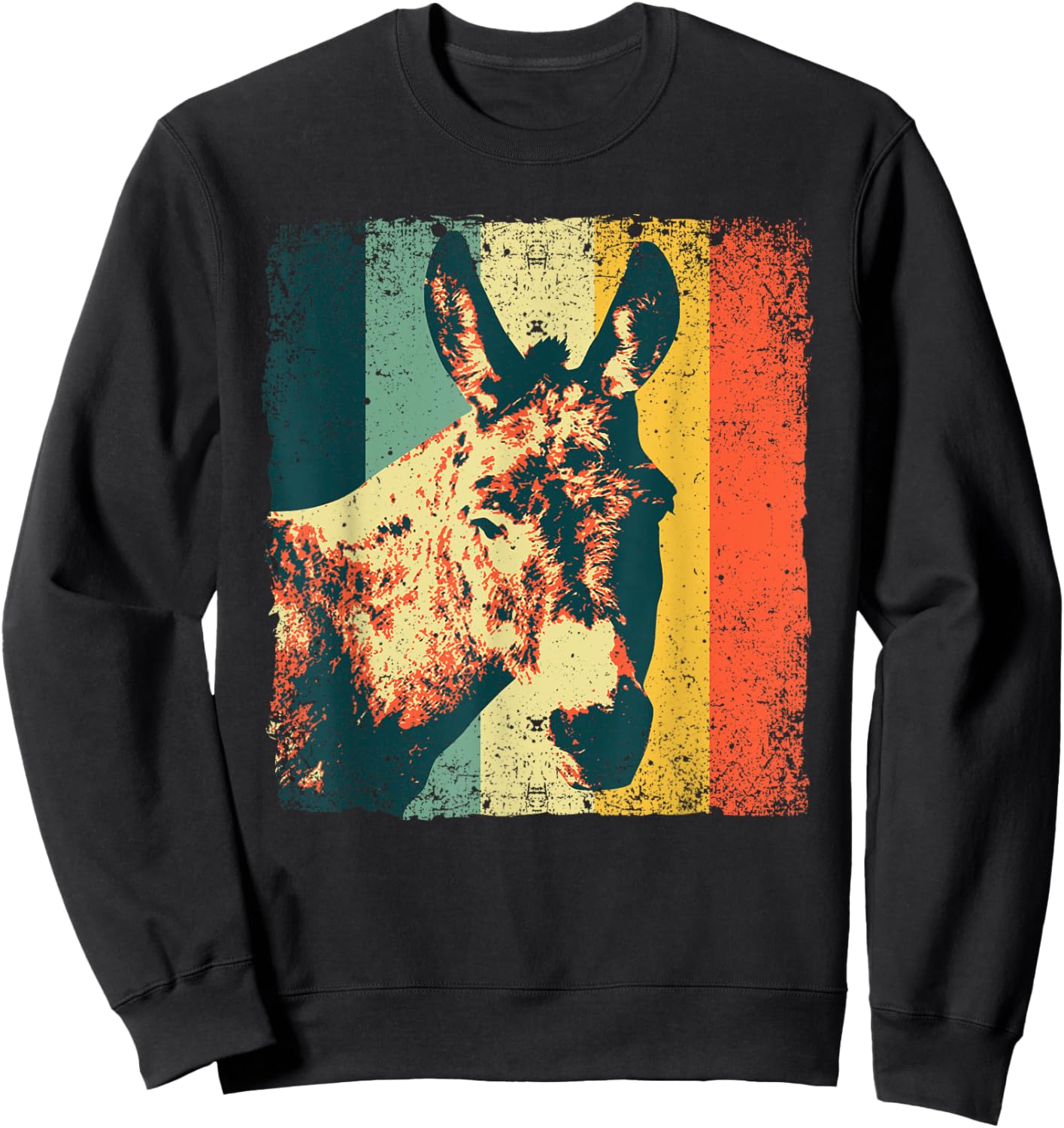Funny Vintage Donkey Art Women Safari Mule Donkey Sweatshirt - Sweatshirt | Black