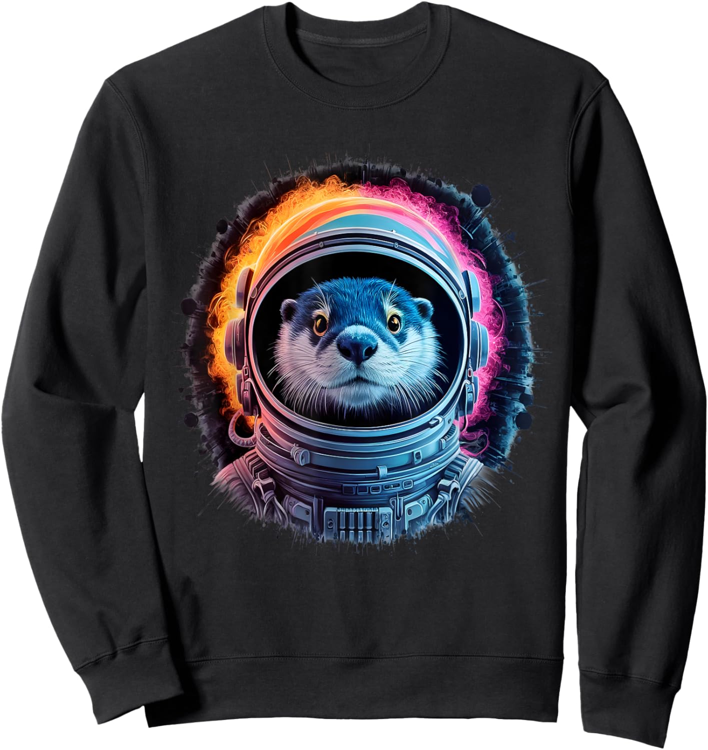 Otter Men Woman Otter Colorful Space Astronaut Otter Sweatshirt - Sweatshirt | Black
