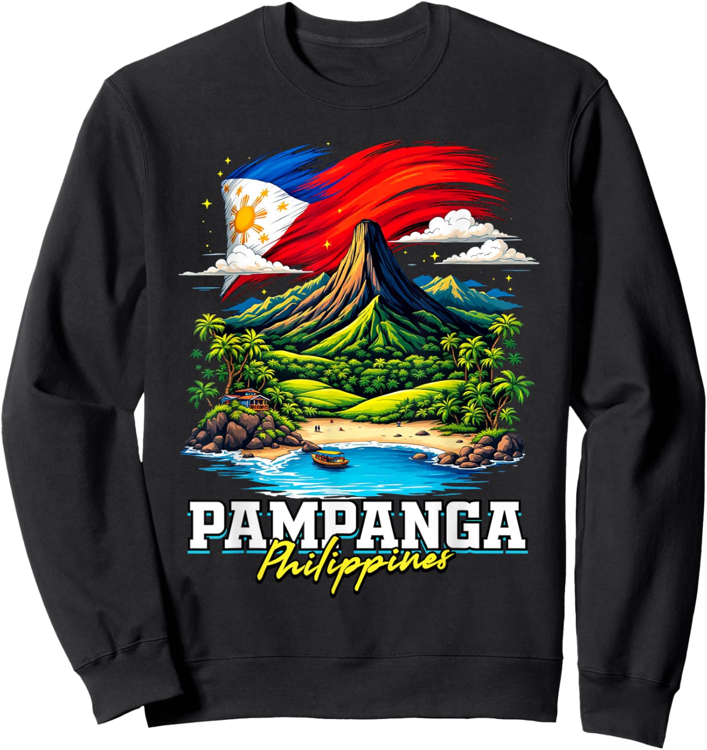 Pampanga Philippines Souvenir Filipino Flag Sweatshirt - Sweatshirt | Black