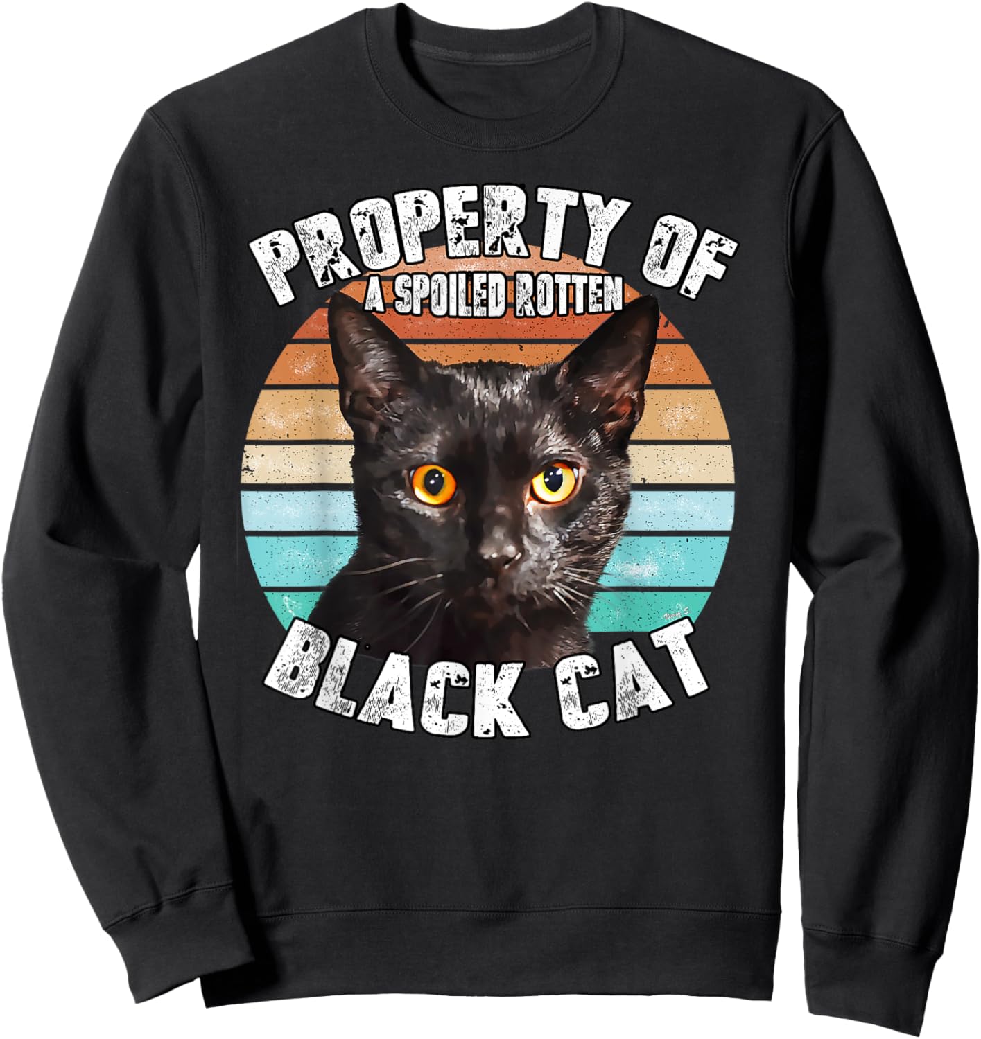 Cat Black Vintage Eighties Style Cat Retro Property Gift Women Girls Kids Sweatshirt - Sweatshirt | Black