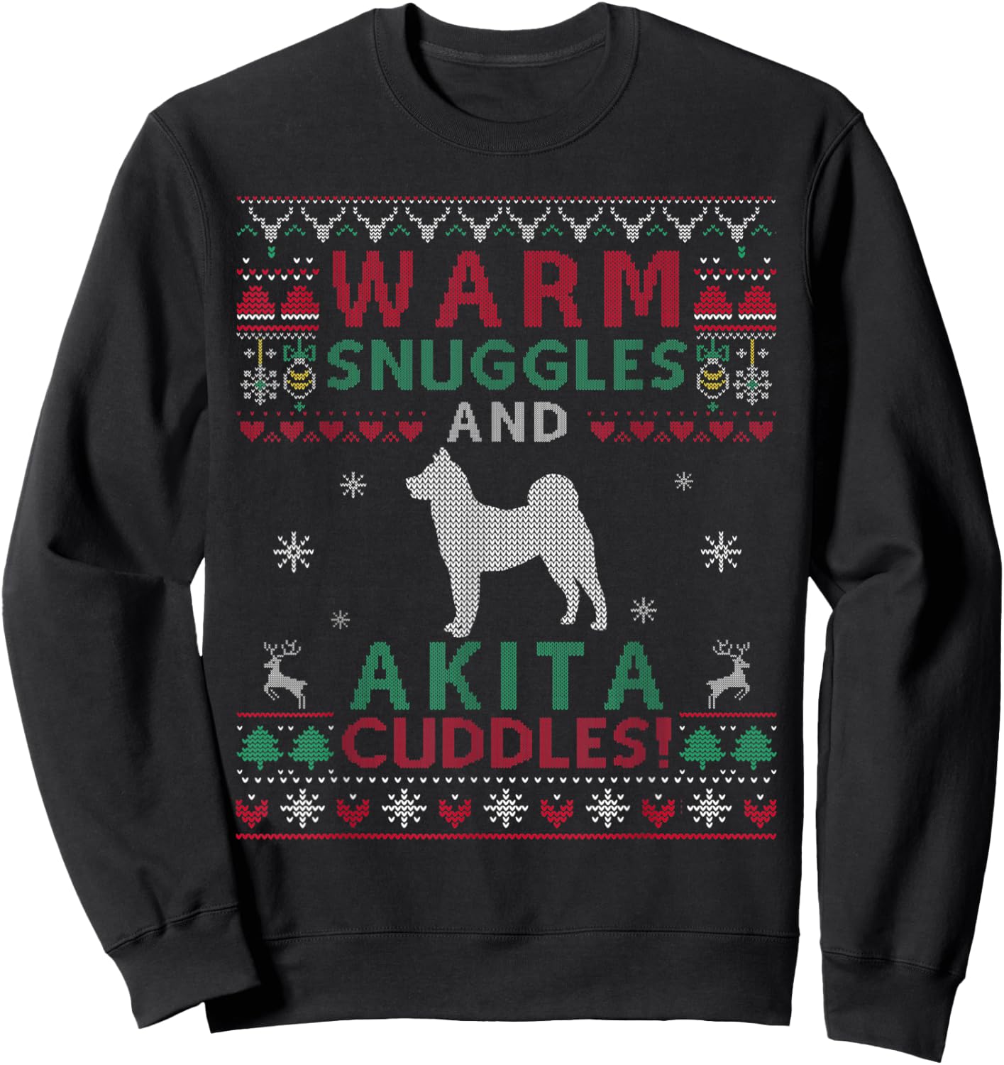 Christmas Akita Dog Ugly Sweater Style Sweatshirt - Sweatshirt | Black