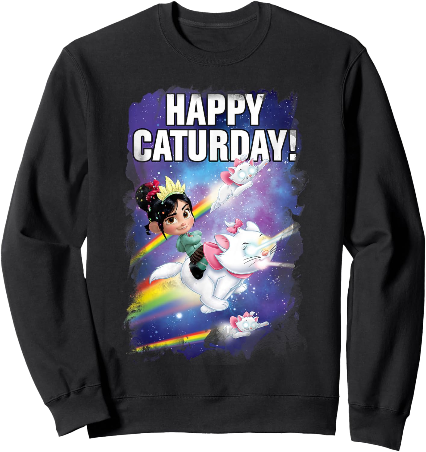 Disney Wreck-It Ralph Happy Caturday Vanellope & Marie Space Sweatshirt - Sweatshirt | Black