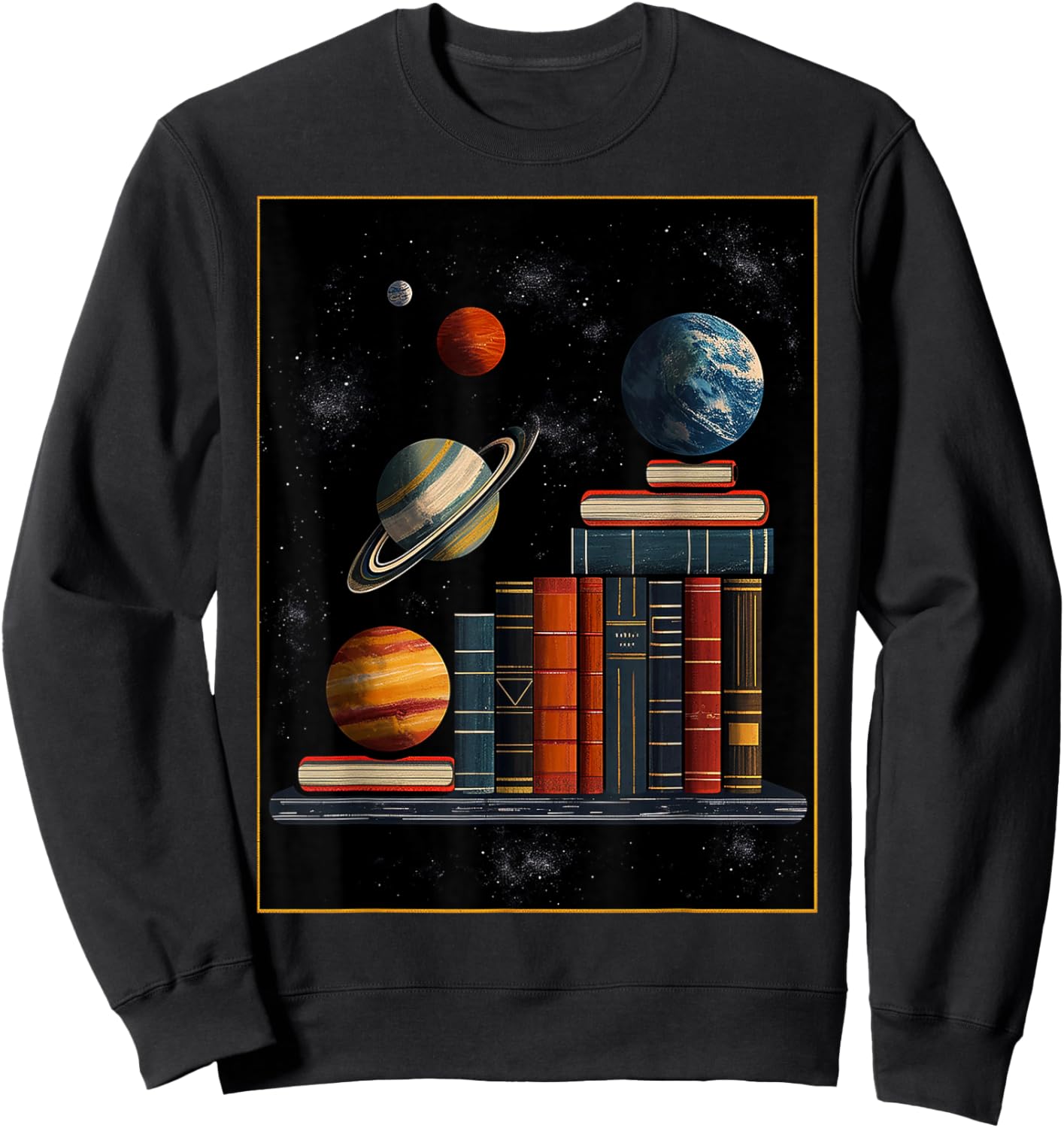 Book Planets Illustration Graphic Fantasy Art Sweatshirt - Sweatshirt | Black