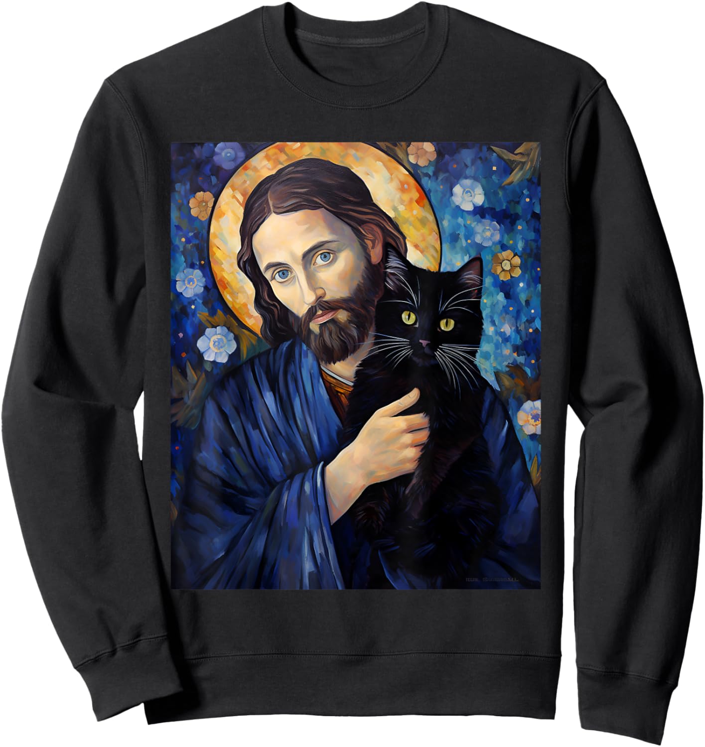 Black Cat Jesus Shirts Funny Christian Sweatshirt - Sweatshirt | Black