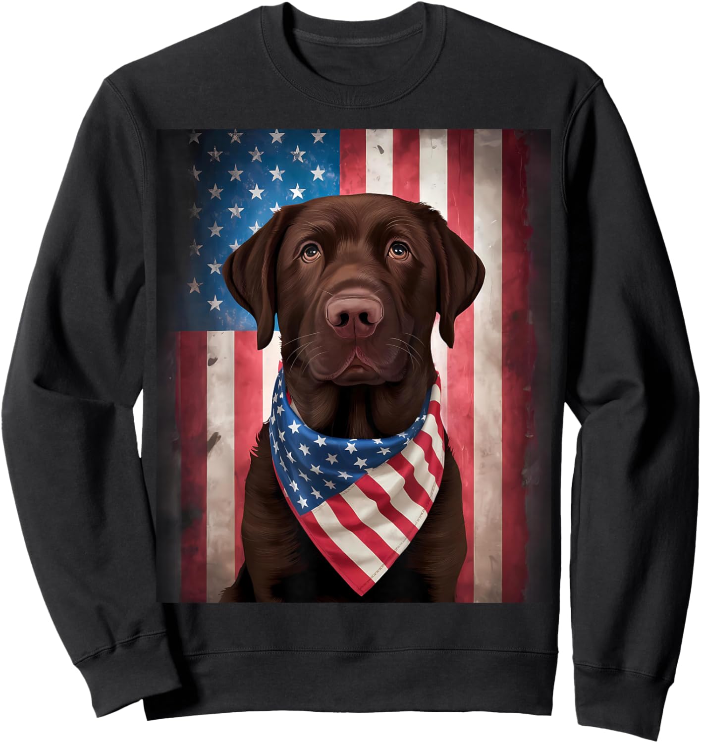 American Chocolate Labrador American Flag 4th of July Dog Sweatshirt - Sweatshirt | Black