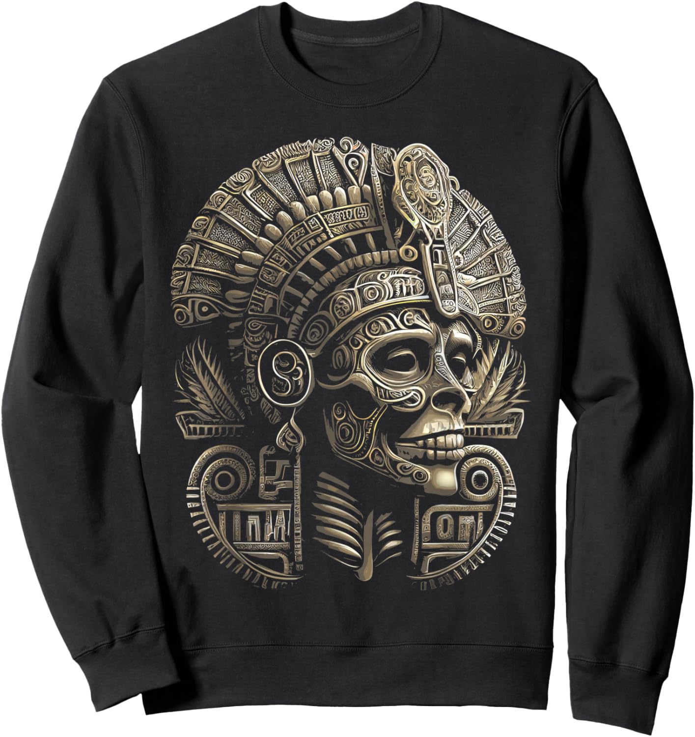 Mexican Mictlantecuhtli Aztec God of Death Skull Sweatshirt - Sweatshirt | Black