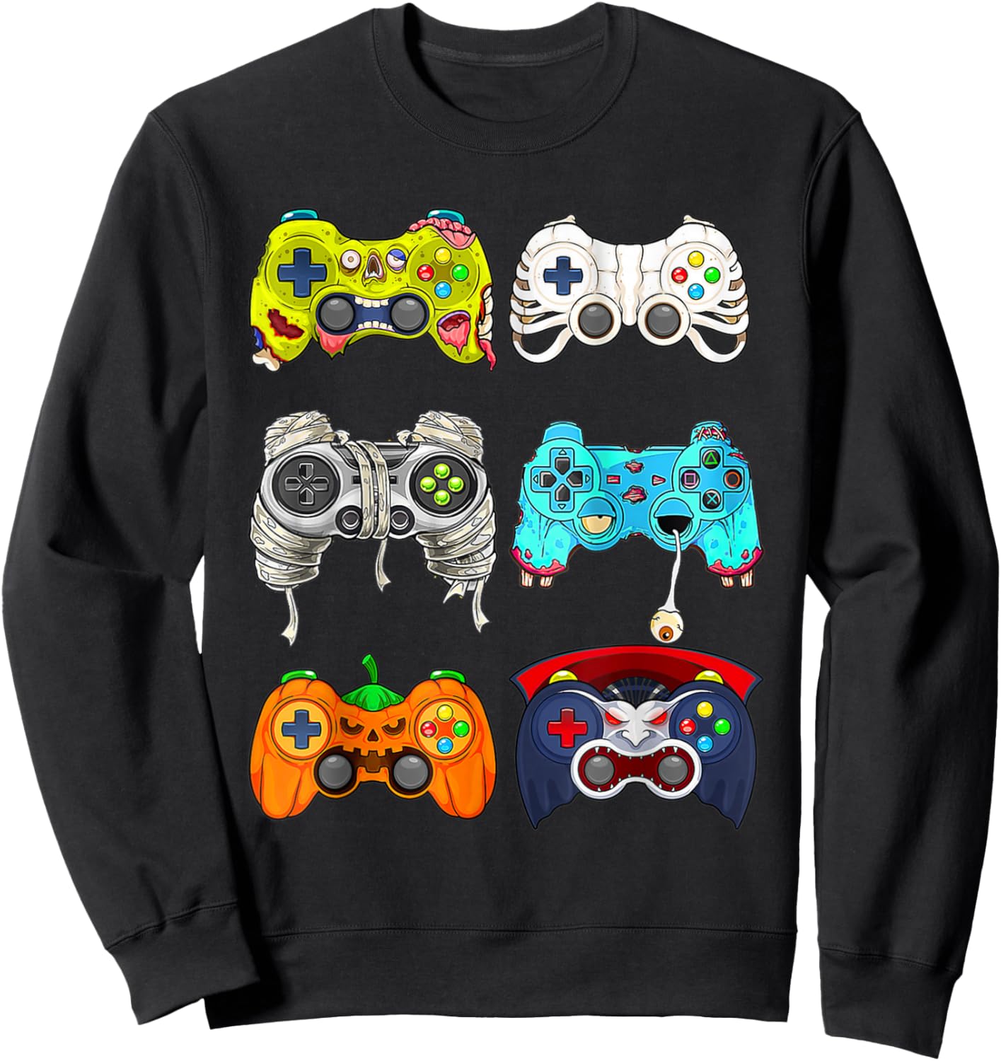 Halloween Skeleton Zombie Gaming Controllers Mummy Sweatshirt - Sweatshirt | Black