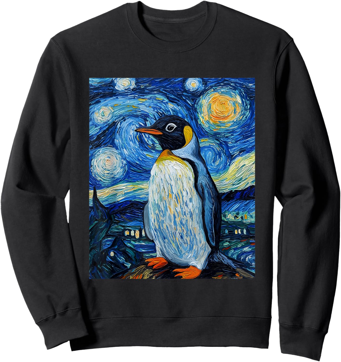 Penguin Bird - Van Gogh Style - Starry Night Sweatshirt - Sweatshirt | Black