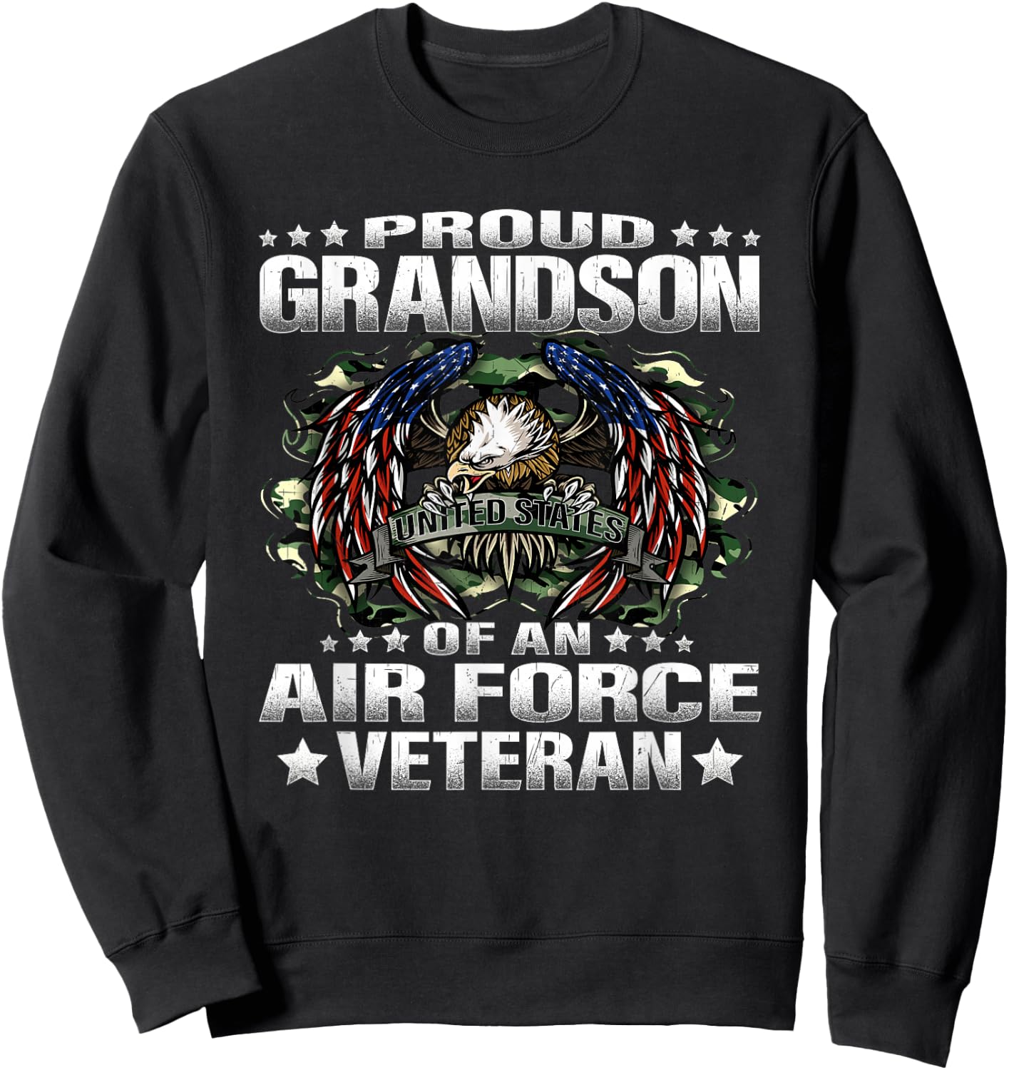 Proud Grandson Of An Air Force Veteran Military Vet's Family Sweatshirt - Sweatshirt | Black