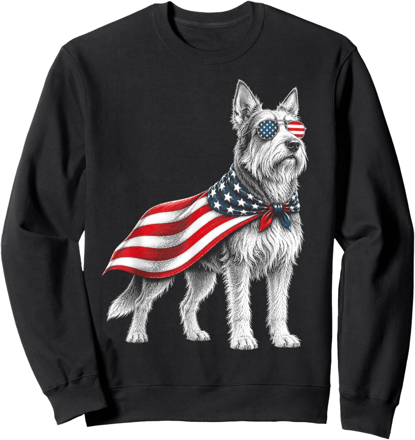 Berger Picard 4th of July US American Flag Dog Patriotic Sweatshirt - Sweatshirt | Black