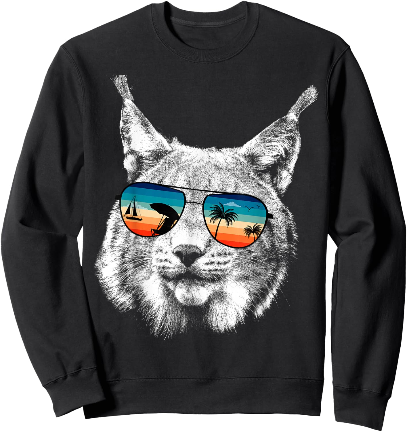BOBCAT Shirts With Glasses Sunglasses Retro Style Sweatshirt - Sweatshirt | Black