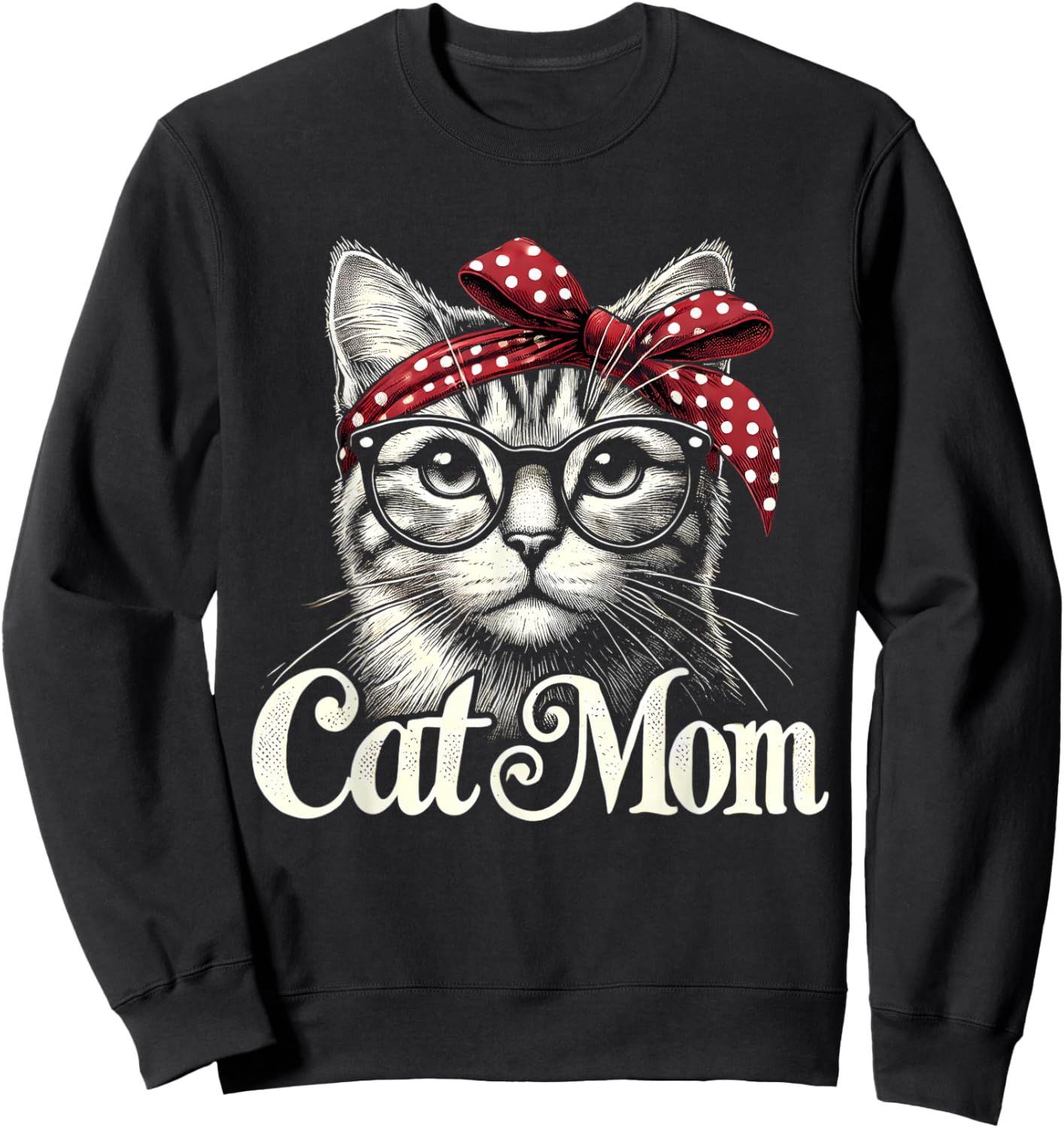 Funny Cat Mom Cat Lovers Mothers Day Sweatshirt - Sweatshirt | Black