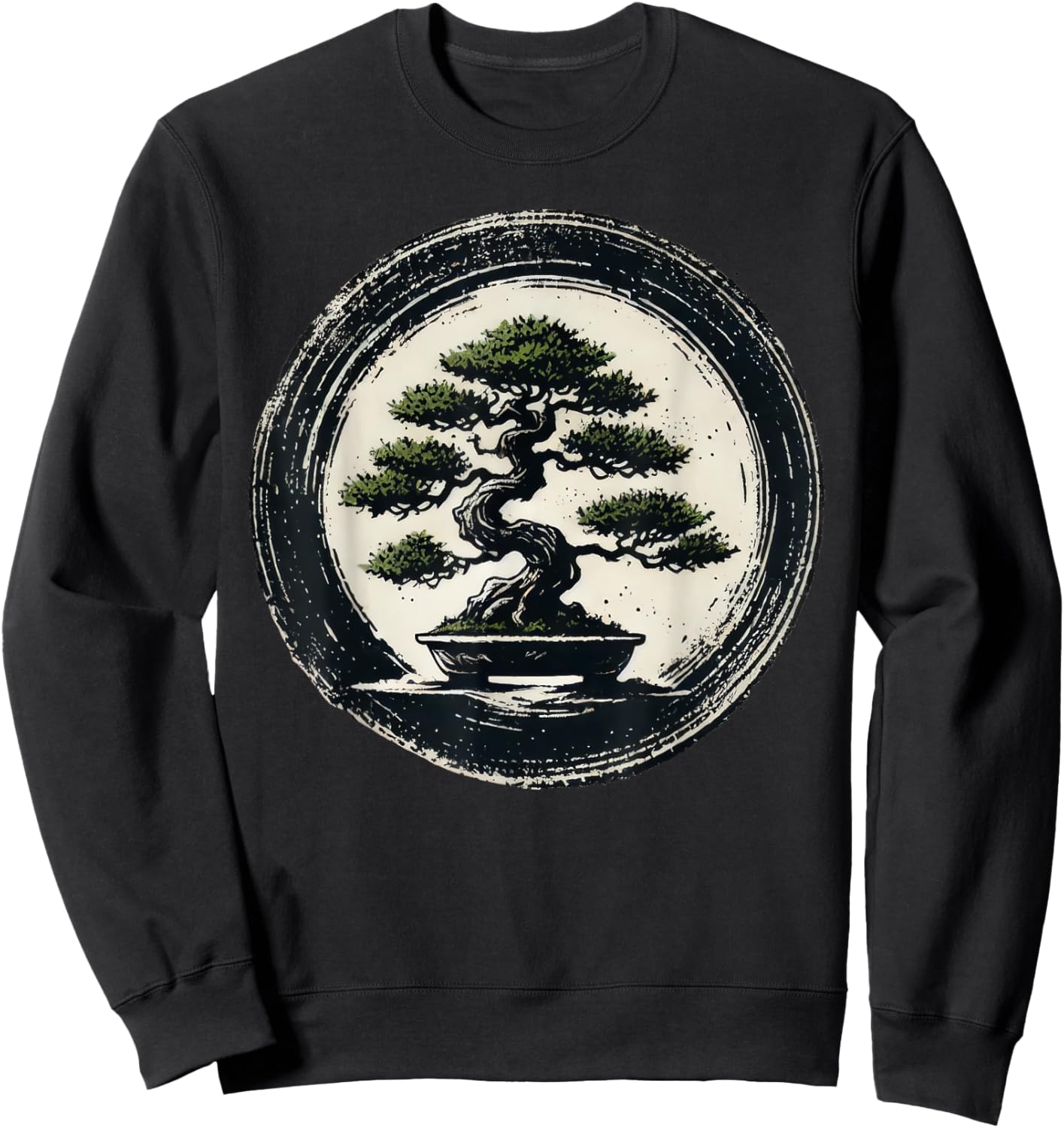 Japanese Bonsai Tree Zen Enso Circle Sweatshirt - Sweatshirt | Black