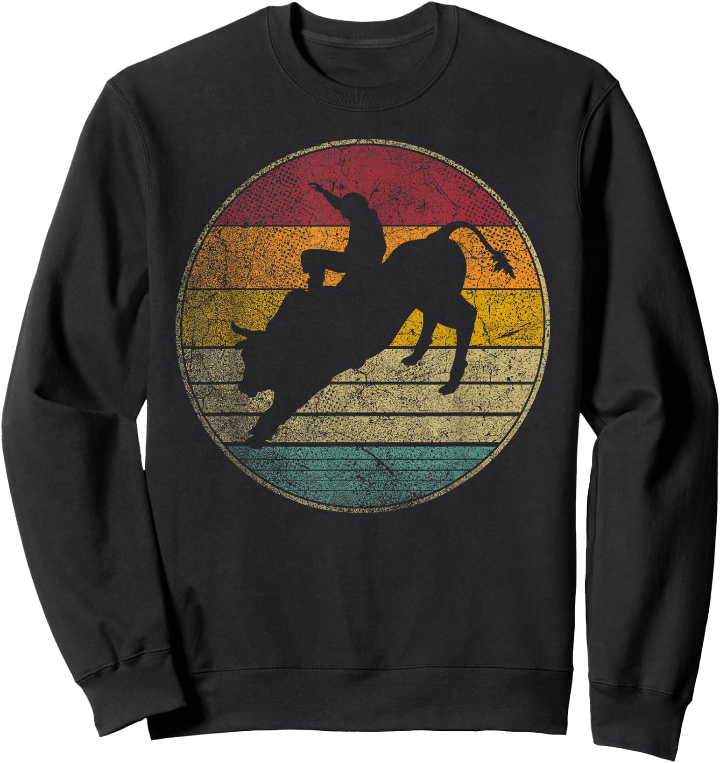 Rodeo Retro Style Bull Riding Cowboy Horse Men Women Kids Sweatshirt - Sweatshirt | Black