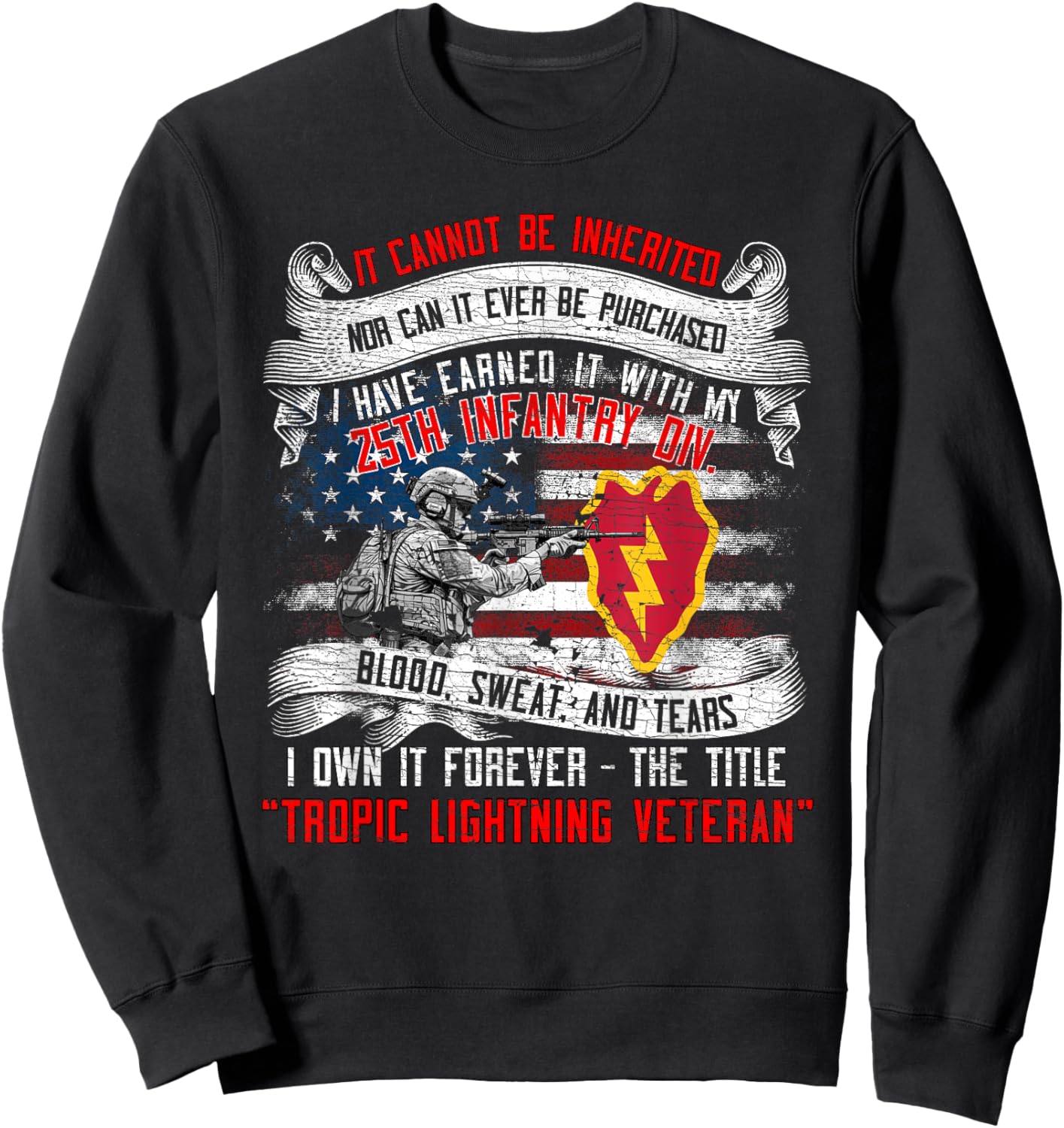 25th Infantry Division 25 ID Tropic Lightning Division Sweatshirt - Sweatshirt | Black