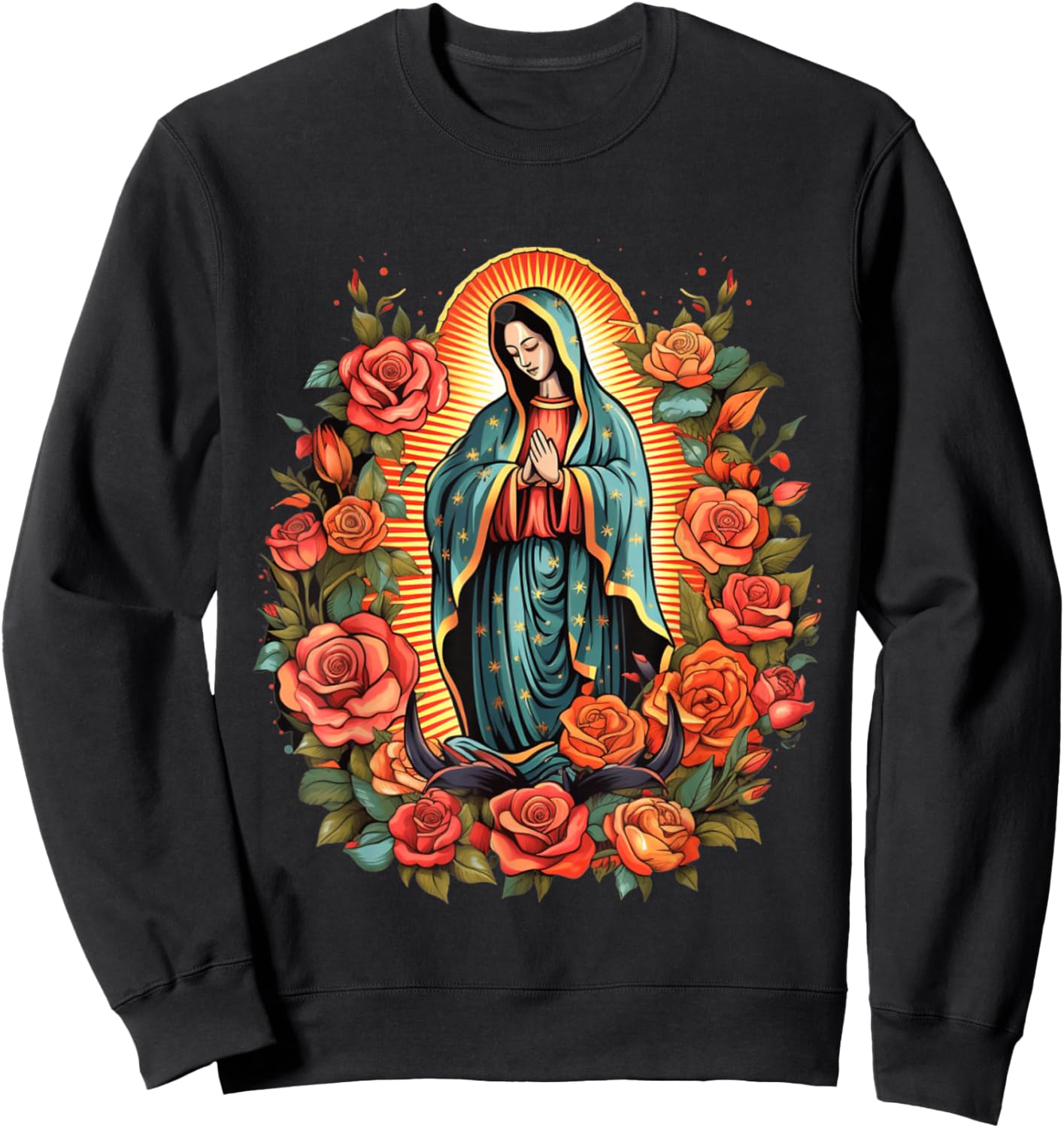 Virgen De Guadalupe Sant Mary For Christians, Catholics Sweatshirt - Sweatshirt | Black