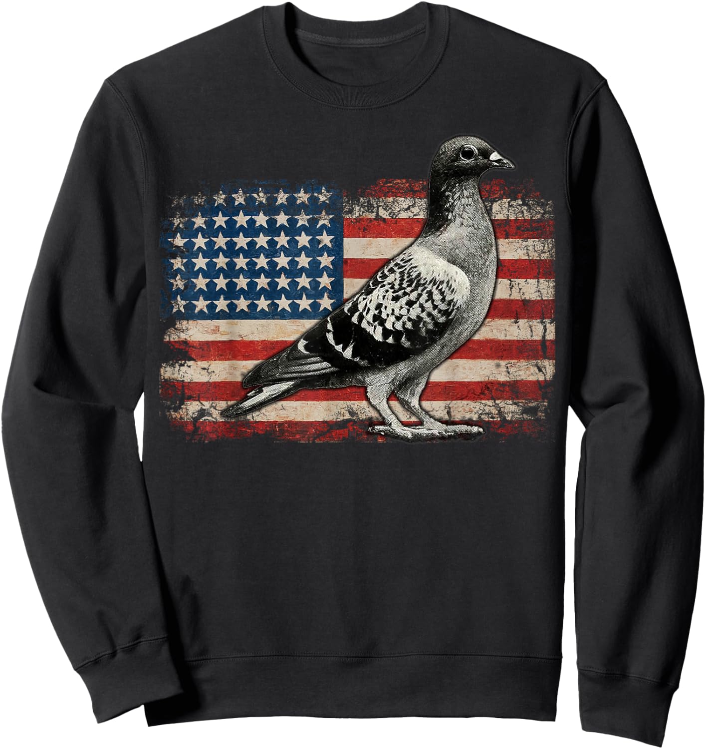 Pigeon Bird 4th of July USA Patriotic Pigeon USA Flag Sweatshirt - Sweatshirt | Black