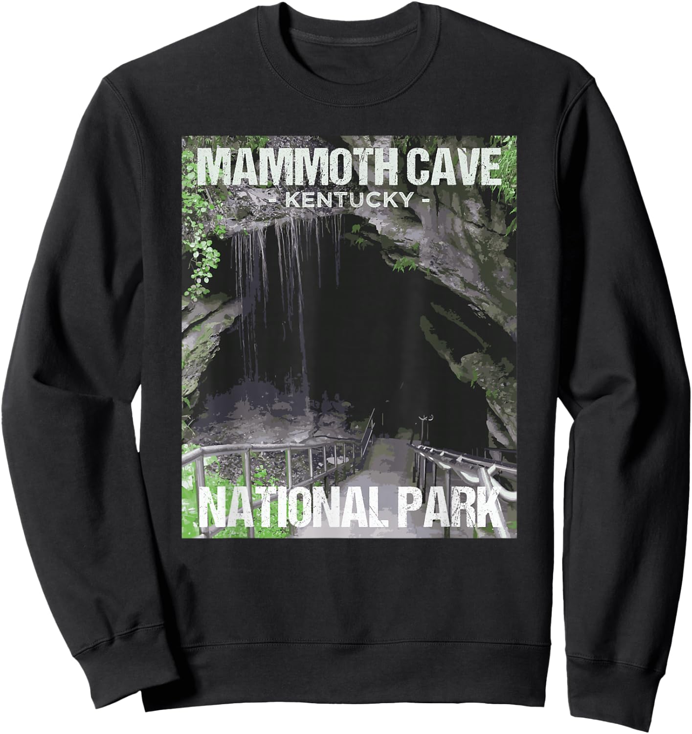 Mammoth Cave National Park Kentucky Poster Design Sweatshirt - Sweatshirt | Black