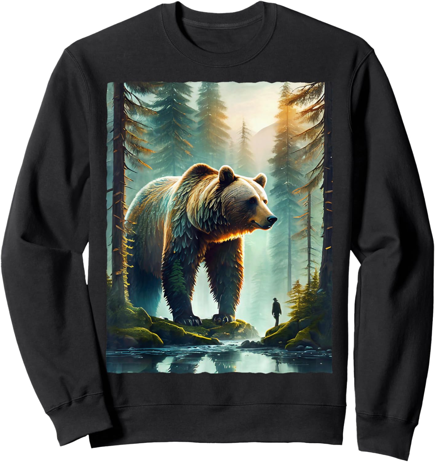 Bear and Forest Nature Sweatshirt - Sweatshirt | Black