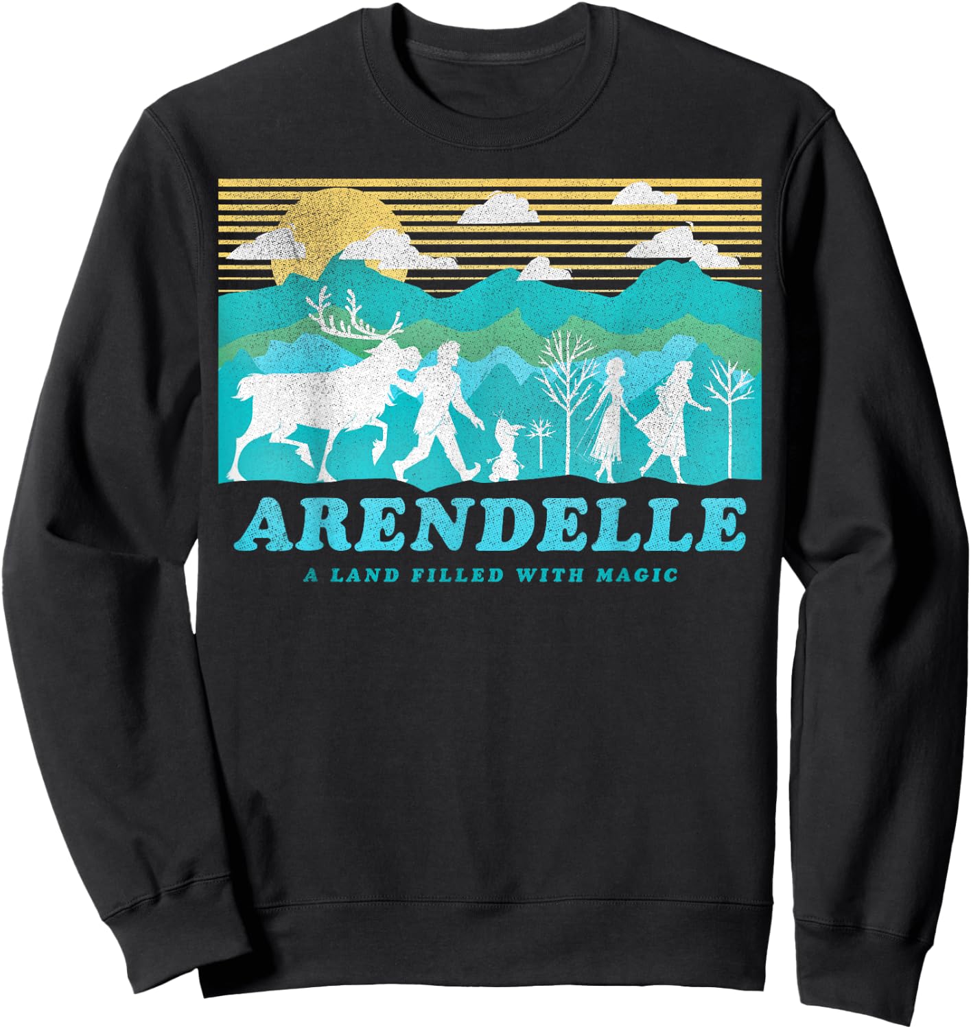 Disney Frozen 2 Arendelle Group Silhouette Poster Sweatshirt - Sweatshirt | Black