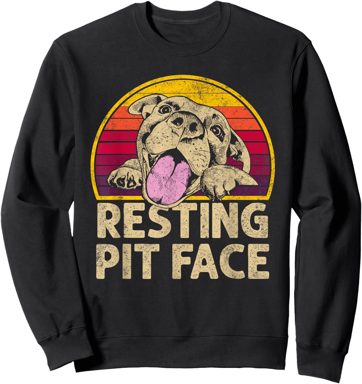 Dog Pitbull Resting Pit Face Funny Gift Pitbull Lovers Men Women Sweatshirt - Sweatshirt | Black