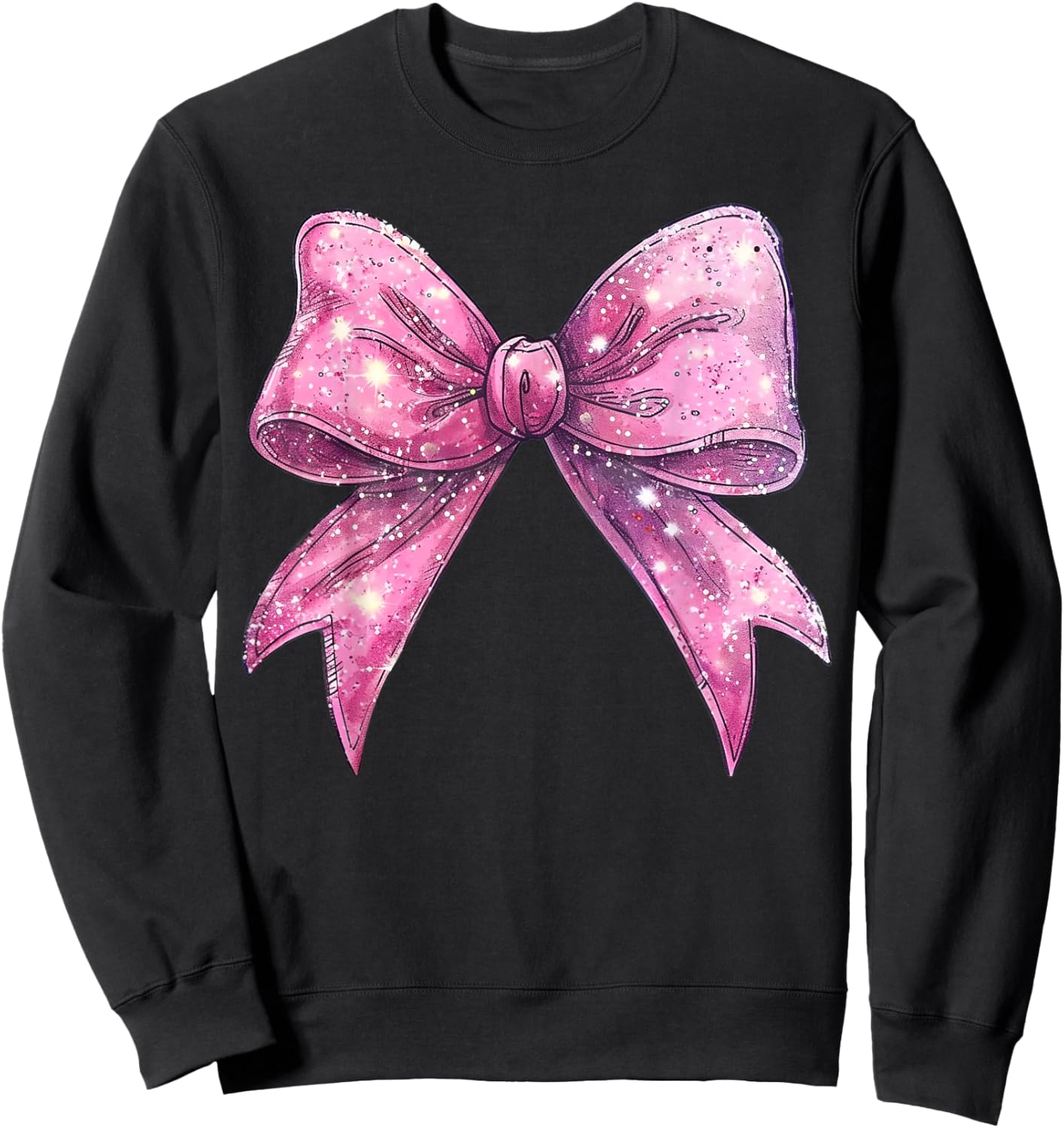 Cute Pink Bow Coquette Aesthetic Bow Print Bow Sweatshirt - Sweatshirt | Black