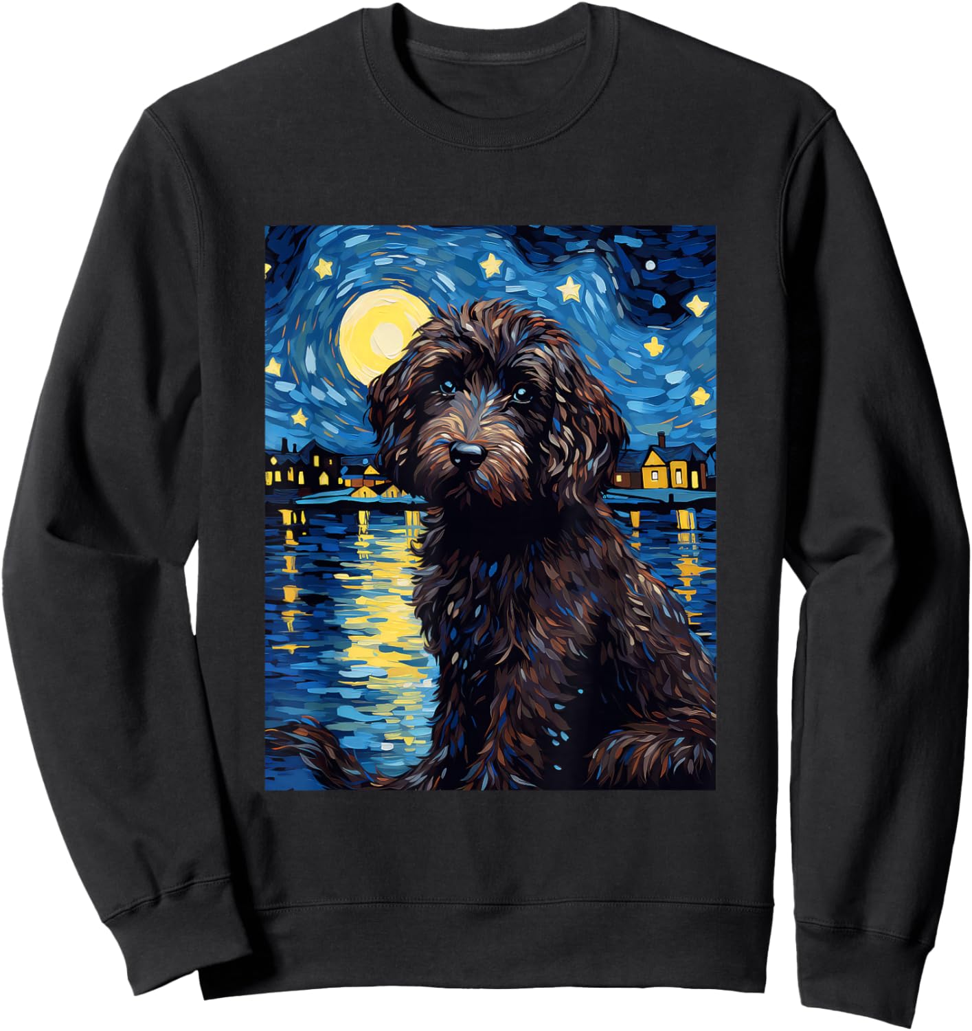 Portuguese Water Dog Starry Night Van Gogh Sweatshirt - Sweatshirt | Black