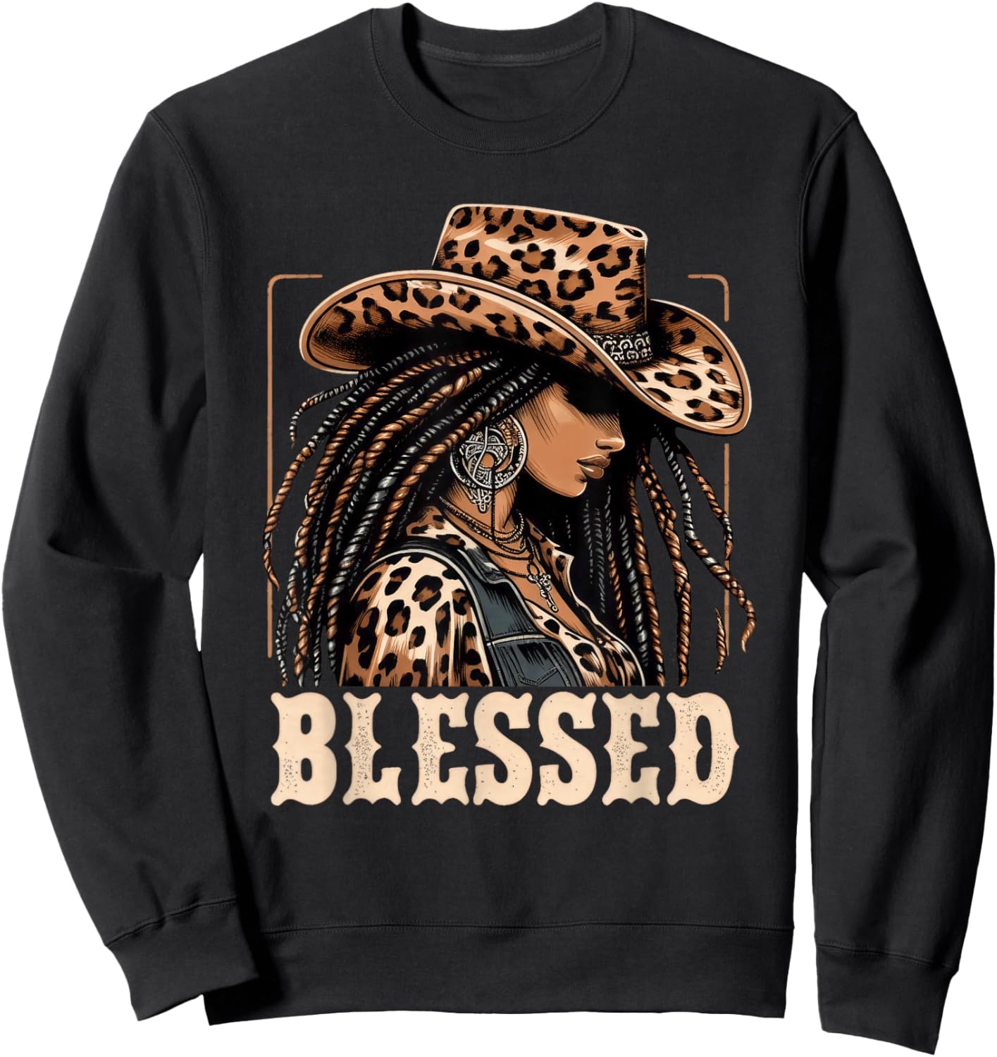 Retro Black Western Cowgirl Vintage African Christian Woman Sweatshirt - Sweatshirt | Black