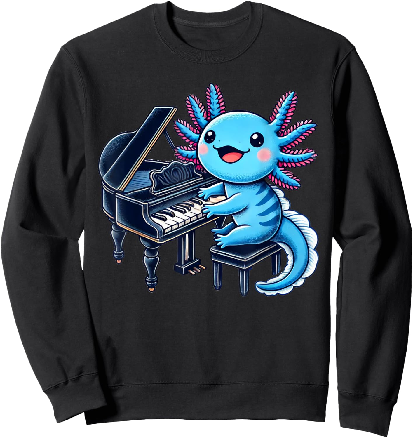 Axolotl Playing Piano Axolotls Musician Music Sweatshirt - Sweatshirt | Black