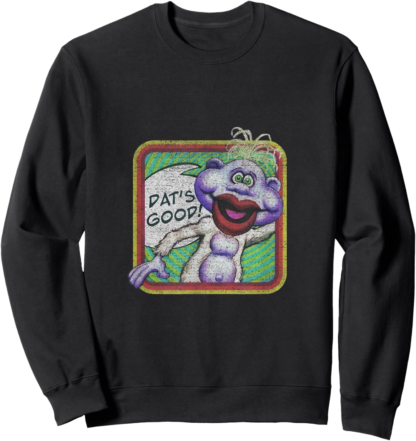 Jeff Dunham Peanut Retro Washed -Adult , Black, Small, Short Sleeve, Cartoon, Retro, Straight Fit, Polyester 100% Sweatshirt - Sweatshirt | Black