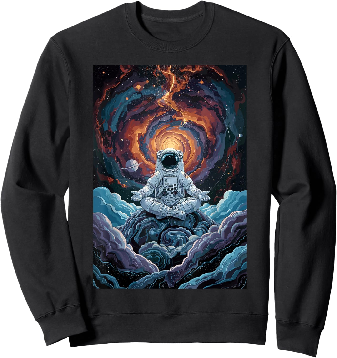 Astronaut Medite in Space Journey to Inner Cosmos Dream Sweatshirt - Sweatshirt | Black