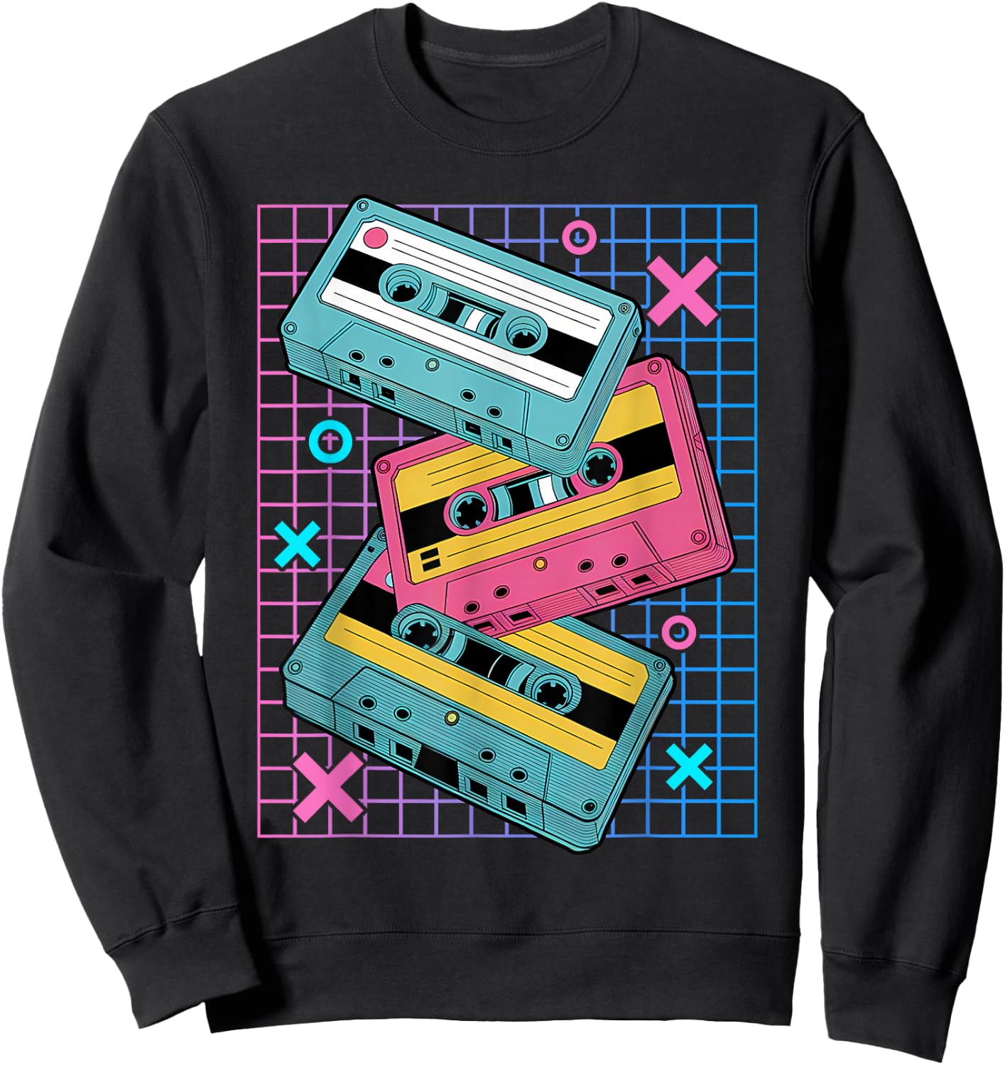 Cassettes Vaporwave - Retrowave Synthwave - Retro Sweatshirt - Sweatshirt | Black