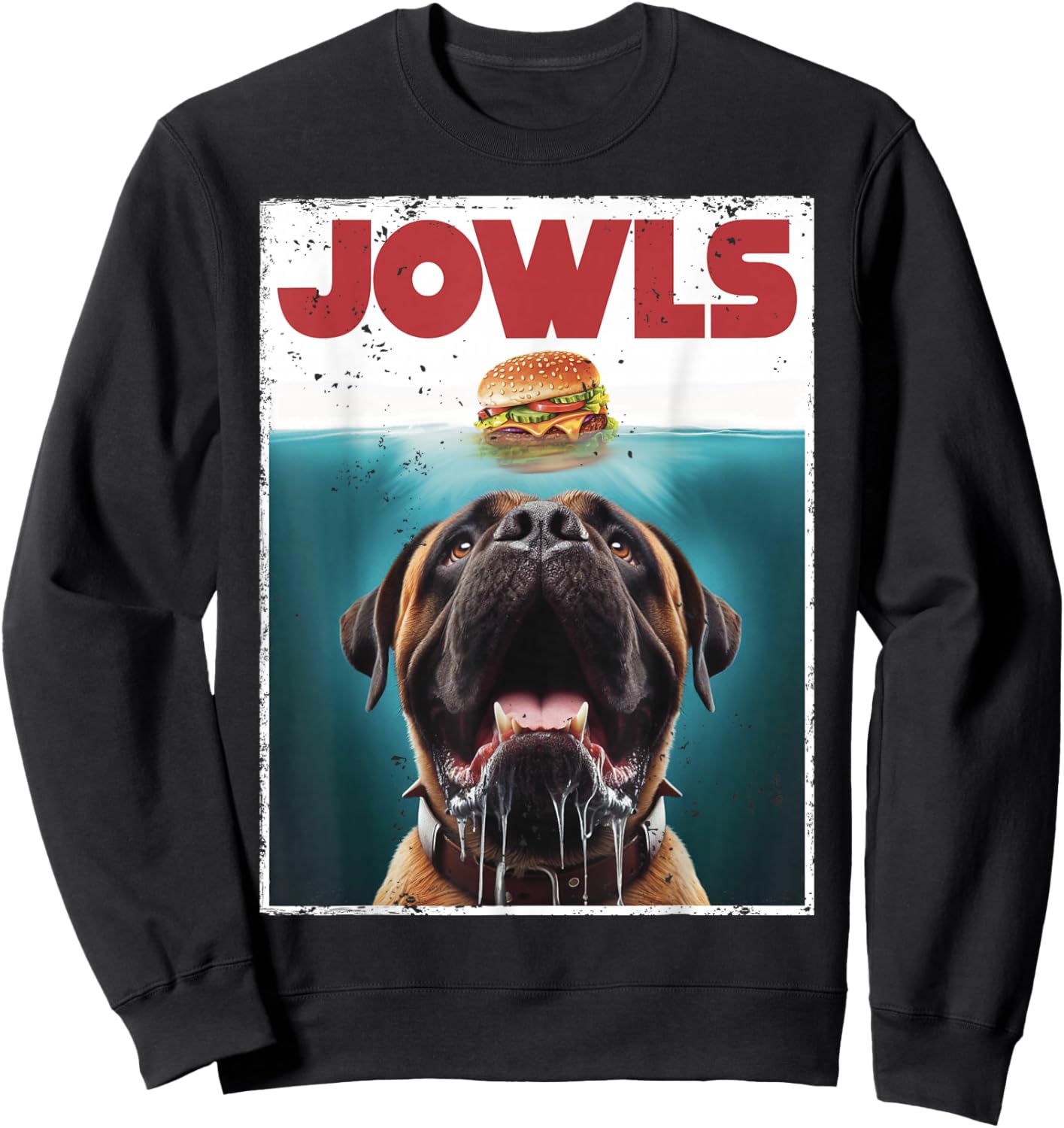 Cute English Mastiff Jowls Burger, Bullmastiff, Dog Mom, Dad Sweatshirt - Sweatshirt | Black