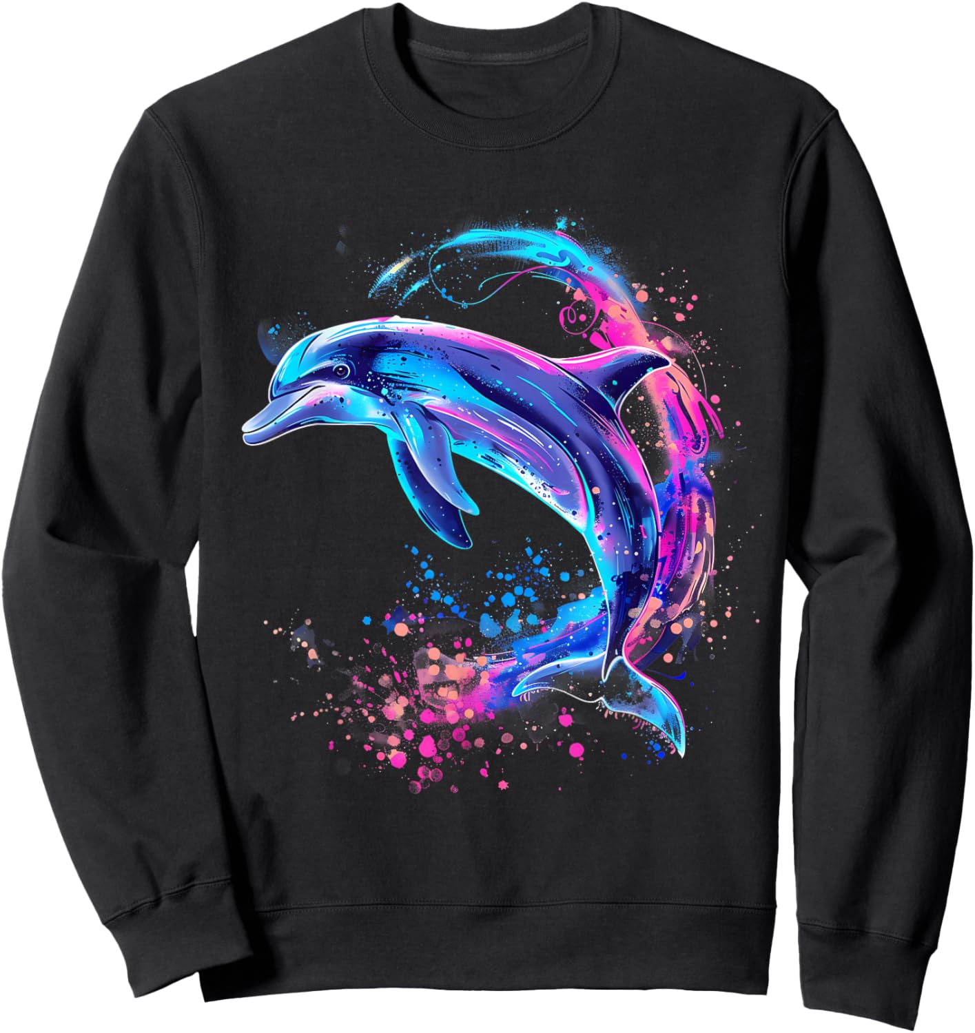 Dolphin Ocean Sea Animal Lover Artwork Sea Ocean Dolphin Sweatshirt - Sweatshirt | Black