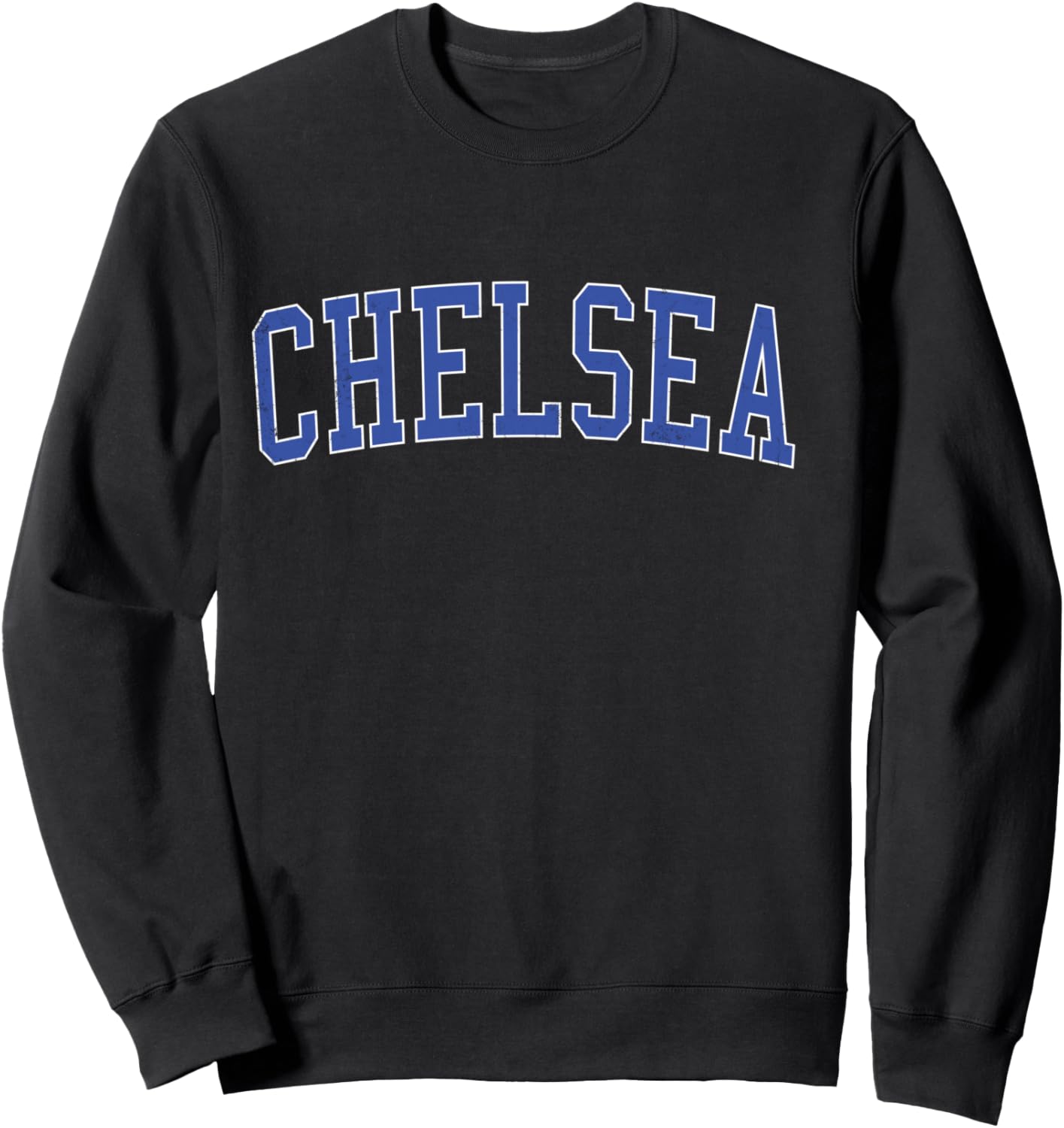 Vintage Chelsea MA Distressed Blue Varsity Style Sweatshirt - Sweatshirt | Black