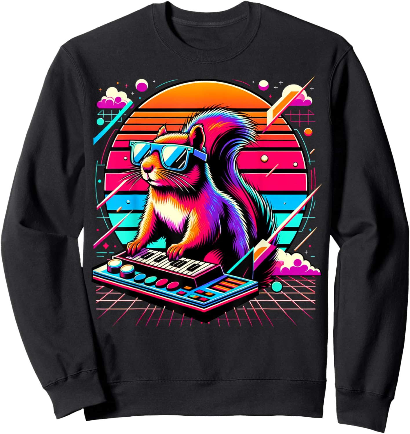 and Kids Vintage Retro Squirrel Lover Sweatshirt - Sweatshirt | Black