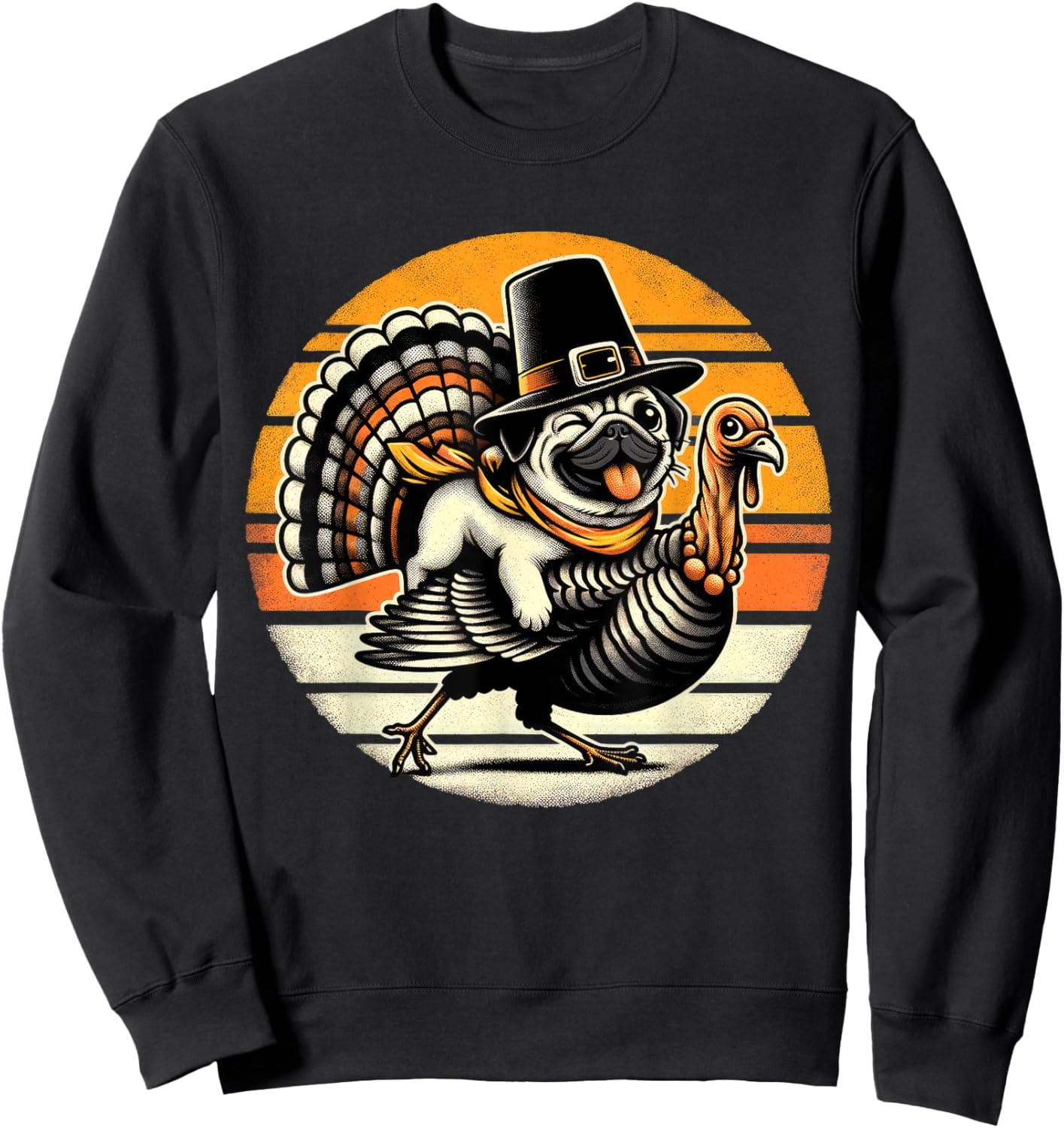 Thanksgiving Pug Pilgrim Gifts Men Pug Dog Lover Sweatshirt - Sweatshirt | Black