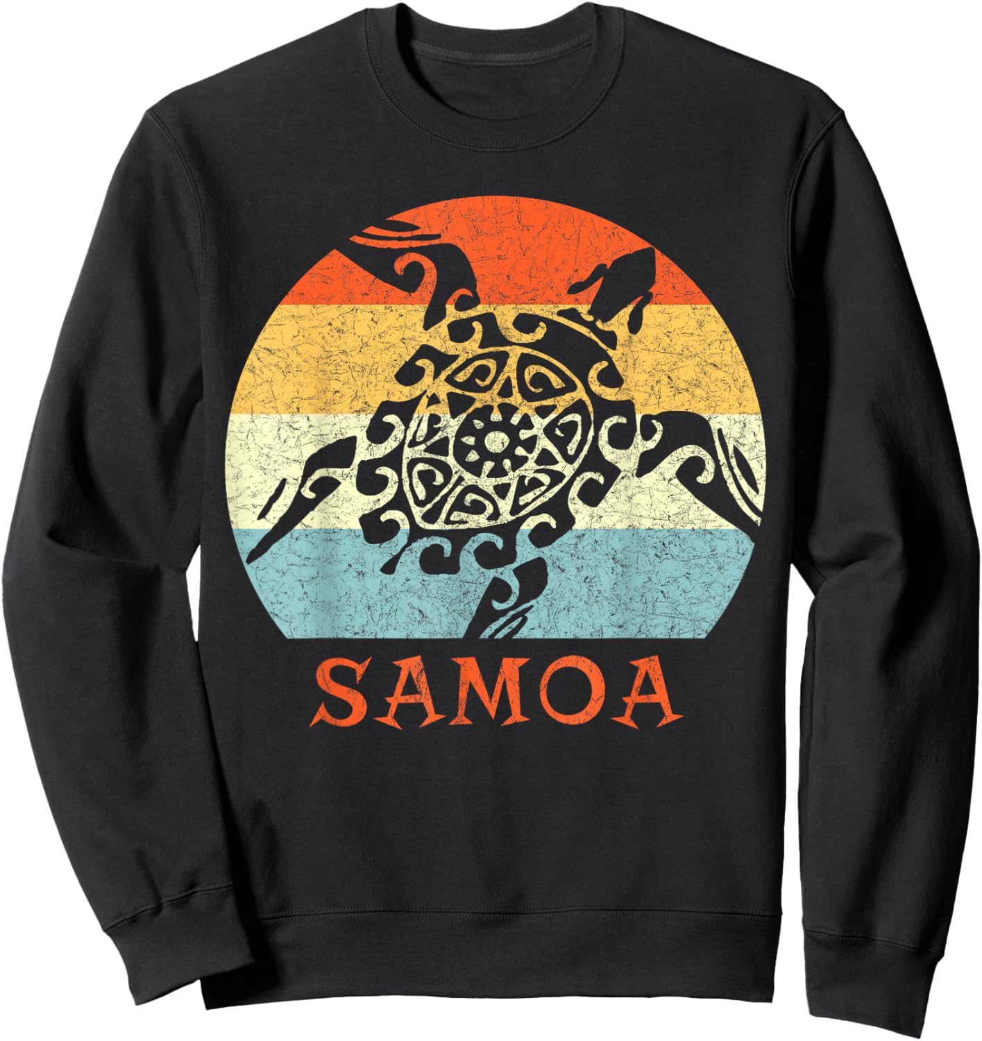 Samoa,Vintage Retro Turtle Vacation Gift Sweatshirt - Sweatshirt | Black
