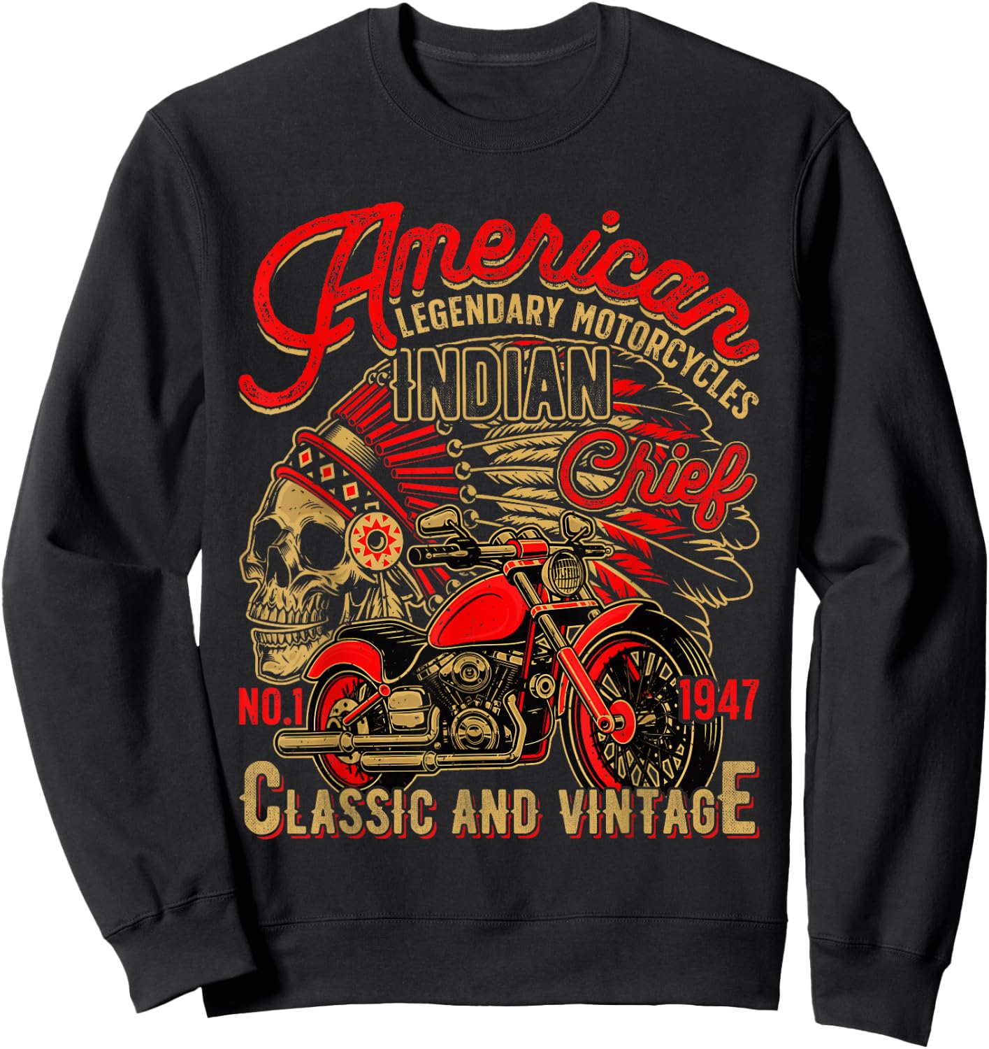 Christmas Motocross Motorcycle Biker Vintage Retro American Sweatshirt - Sweatshirt | Black