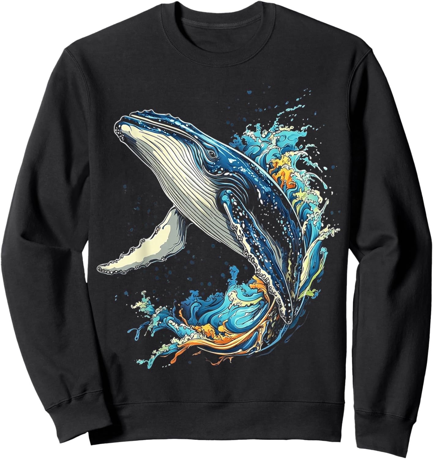 Buckelwal Tier Grafik Illustration Buckelwal Sweatshirt - Sweatshirt | Black